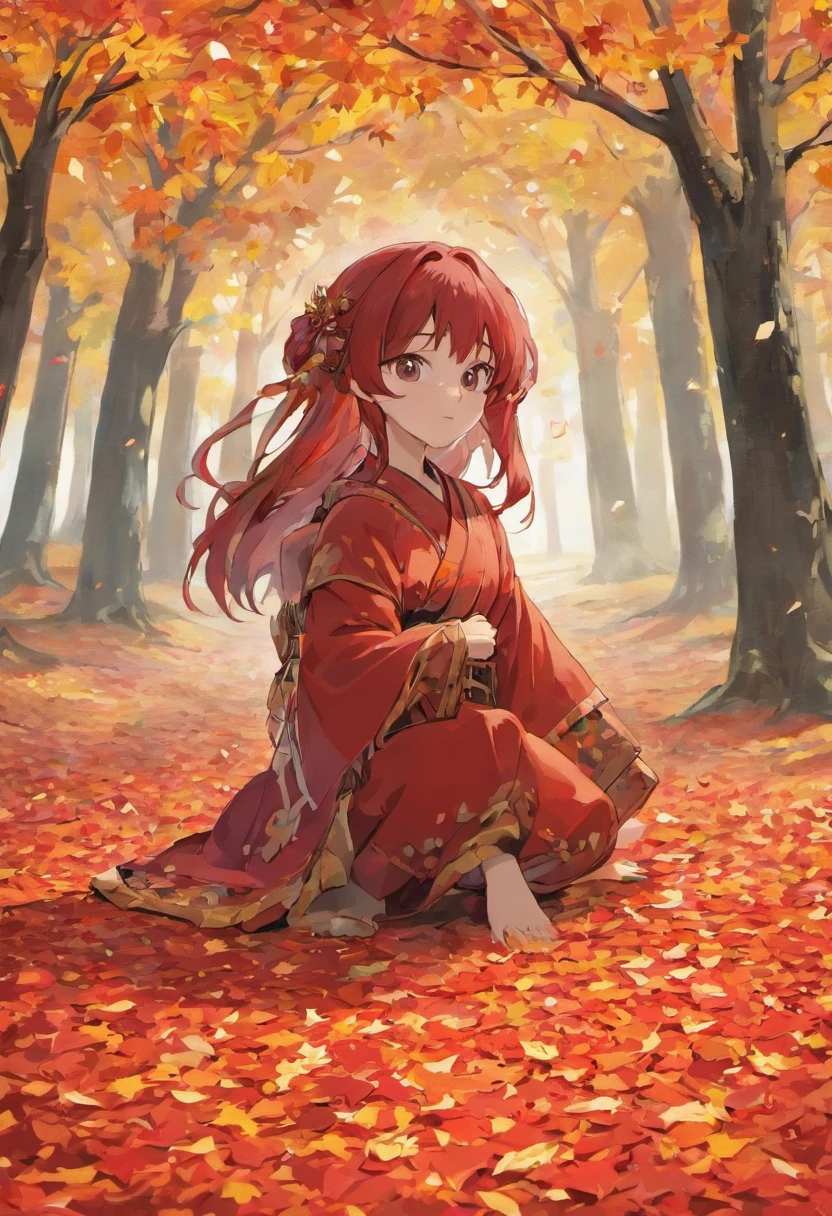 a tree red leaves falling leaves on the ground, bonsai, feito de bonsai, inspirado em Yoshida Hanbei,inspired by Óscar Domínguez, Arte conceitual 2022, fundo branco