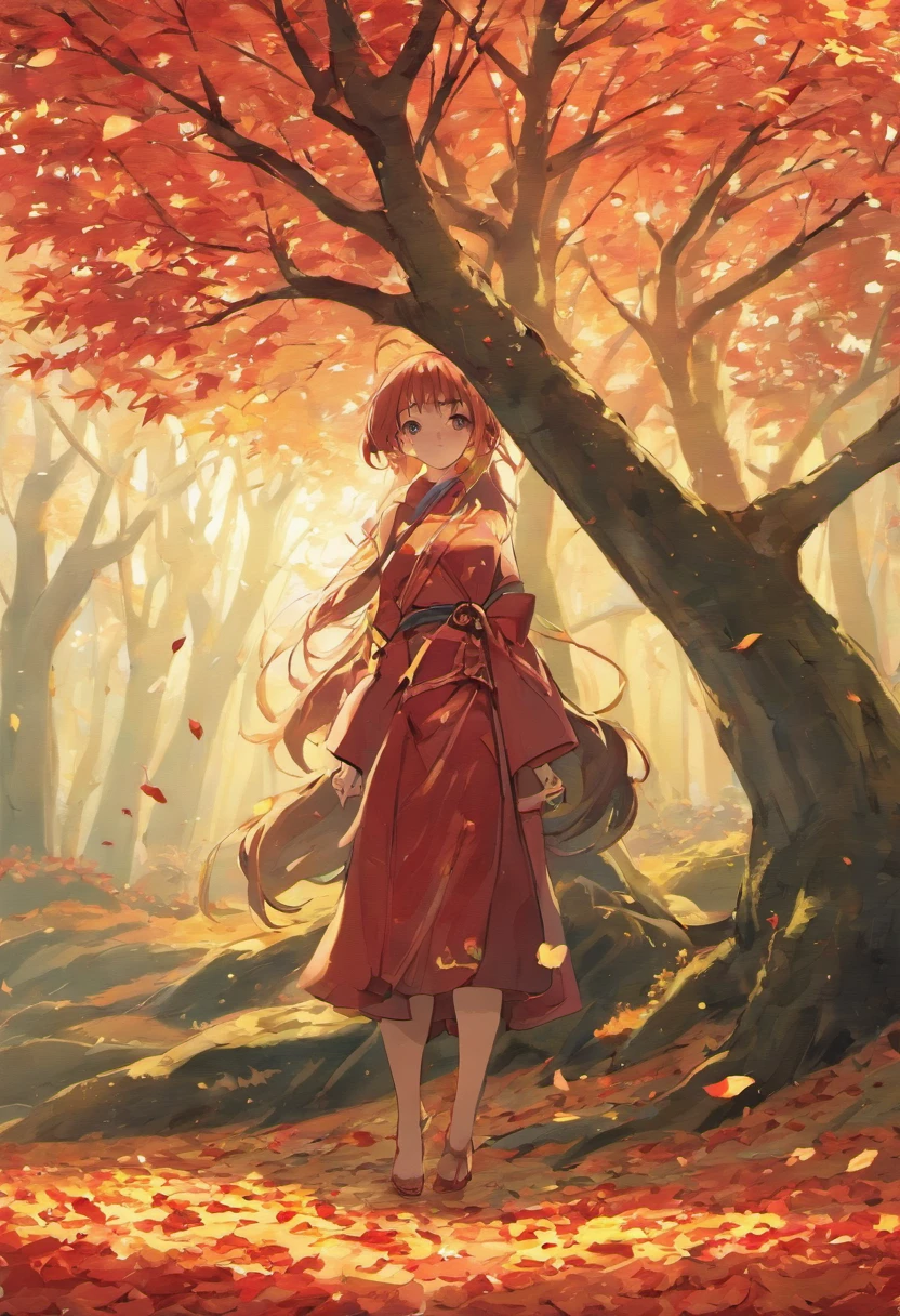 a tree red leaves falling leaves on the ground, bonsai, feito de bonsai, inspirado em Yoshida Hanbei,inspired by Óscar Domínguez, Arte conceitual 2022, fundo branco