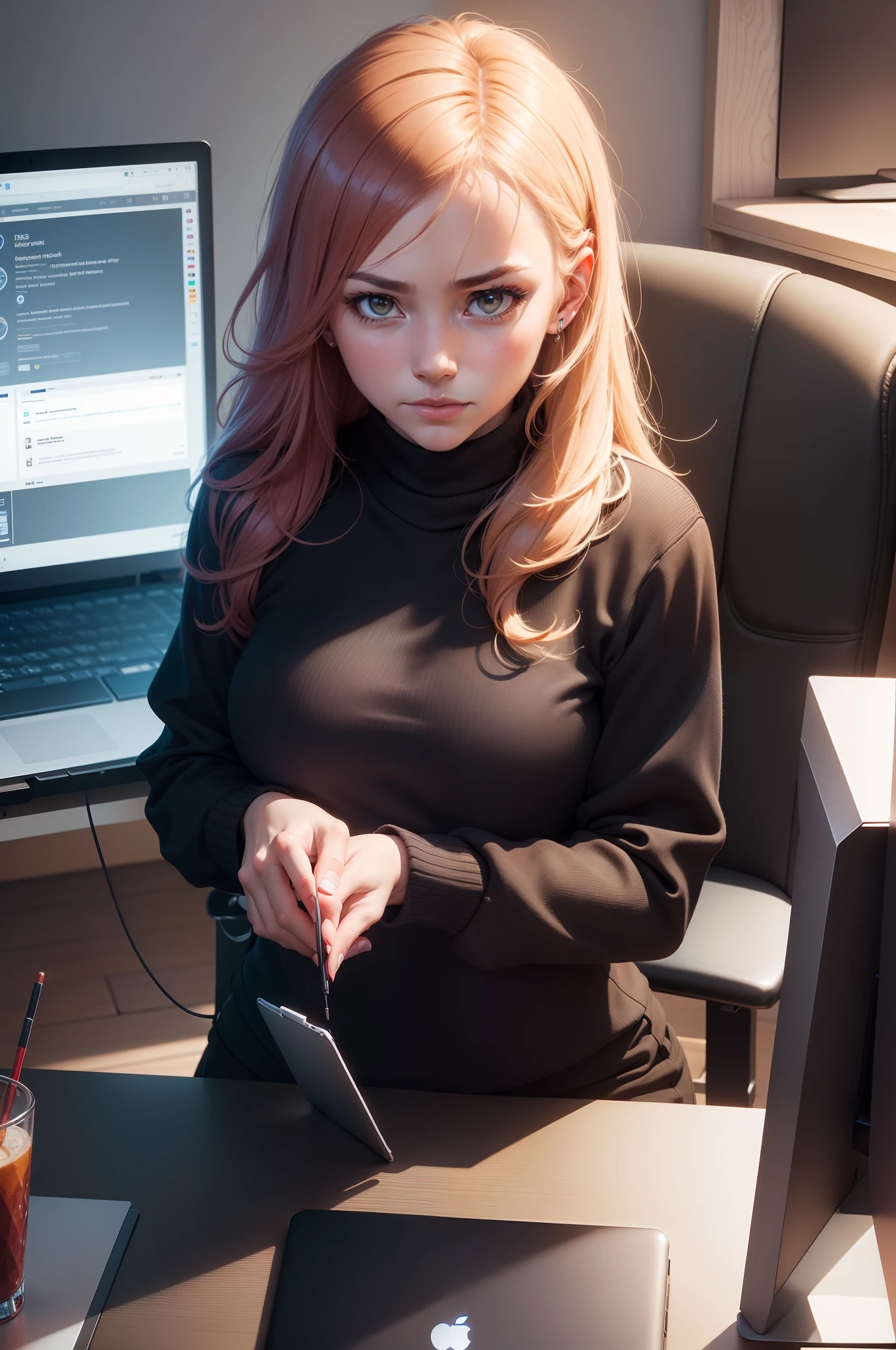 (best quality,4k,8k,highres,masterpiece:1.2),ultra-detailed,realistic:1.37,portrait,computer,earning money,working from home,sitting at desk,professional,serious expression,concentrated,focused,keyboard,mouse,desktop computer,multiple monitors,multi-tasking,productive,financial success,wealthy,successful,online business,laptop,coding,typing,optimization,analytics,data analysis,computer programming,programming languages,algorithm,innovation,tech industry,modern technology,progress,efficiency,workspace,organized,neat,clean,dressed professionally,business attire,brightly lit room,office environment,vivid colors,comfortable chair,ergonomic setup,work-life balance,achievement,fulfillment