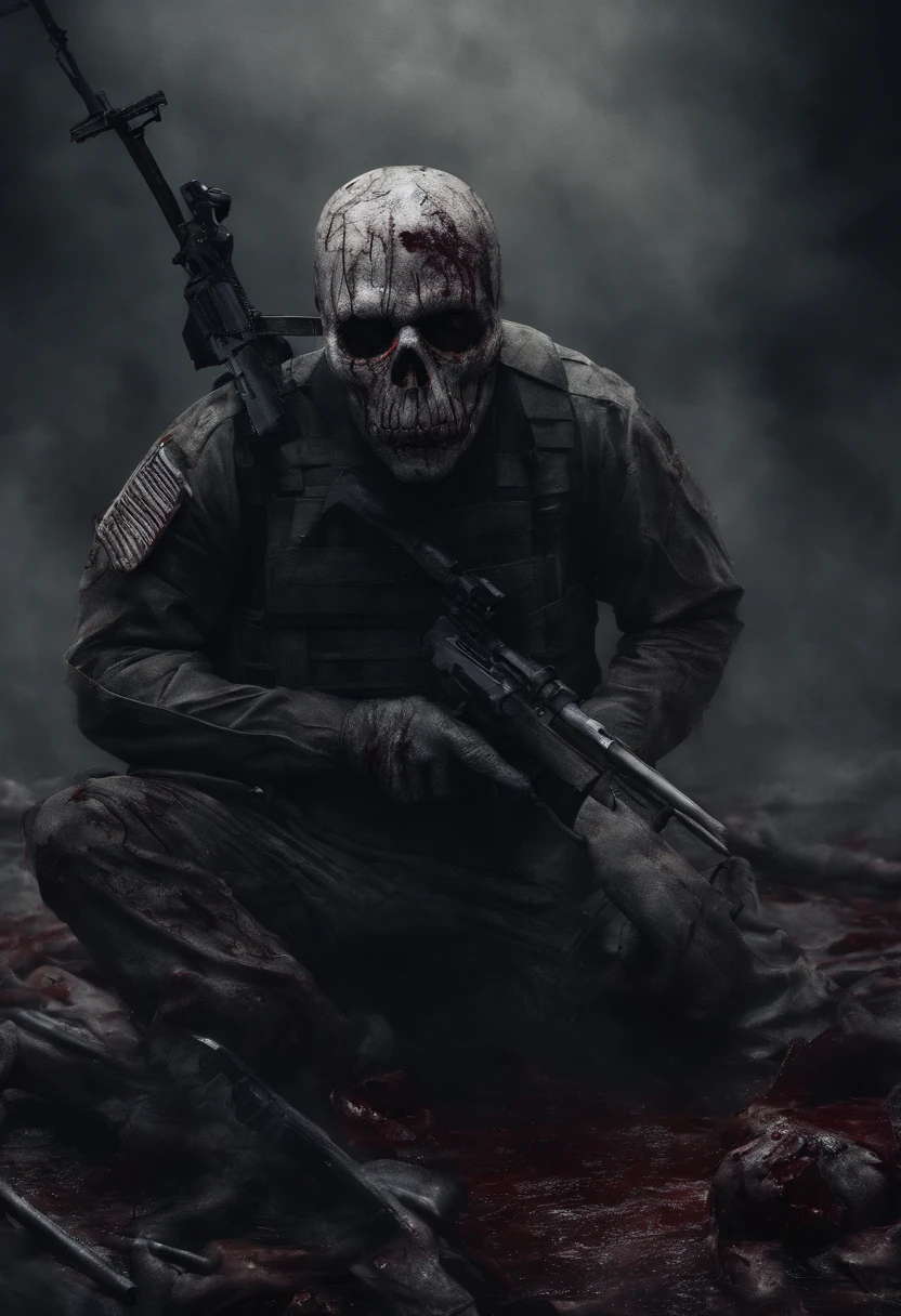 MICKEY mouse, beheaded, blood everywhere, photorealism, hyperreal, full hd, 4k , high res, background with soldiers fighting