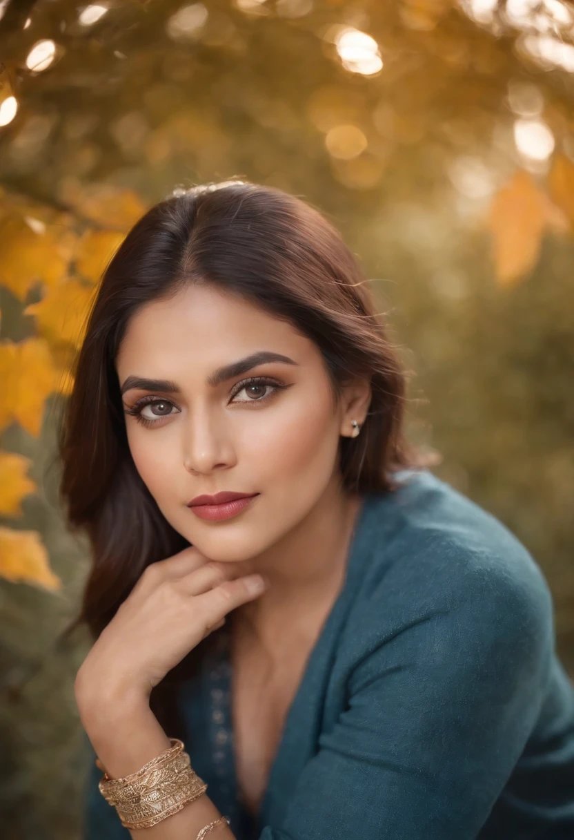 Closeup photo of Richa Soni, wearing blue tip, outside on a sunny autumn day, looking at viewer, lense flare, (realistic eyes, symmetric face:0.8) (masterpiece:1.2) (photorealistic:1.2) (bokeh) (best quality) (detailed skin) (intricate) (8k) (HDR) (cinematic lighting) (sharp focus), big breast, big natural lips, dark red lips, sparkling day dreams eyes., 27 yo female richa soni