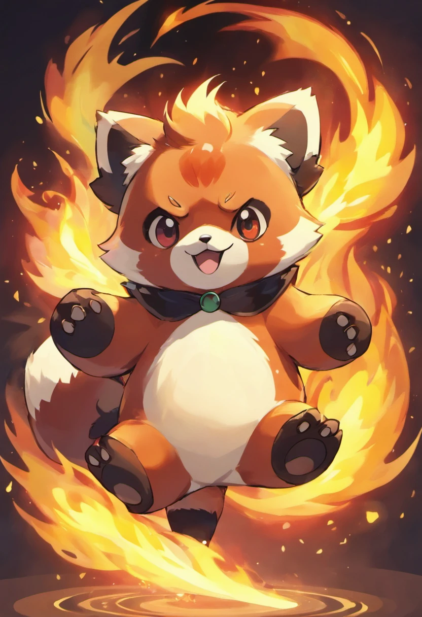 a red panda inspired pokemon with fire powers