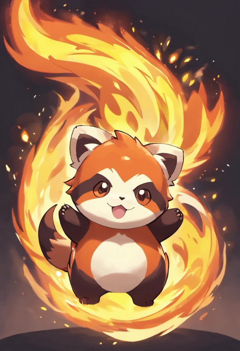a red panda inspired pokemon with fire powers