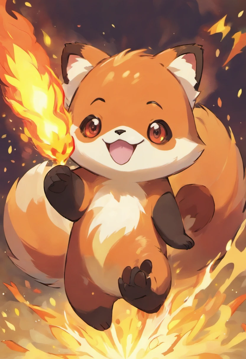 a red panda inspired pokemon with fire powers