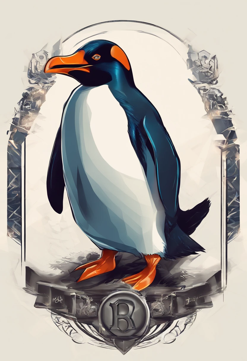 Pinguim rei, guerreiro, logotipo, emblema, insignia, fundo branco, pinguim, feroz, empresarial, Business, rei, masculino, estilizado, vetor, HD