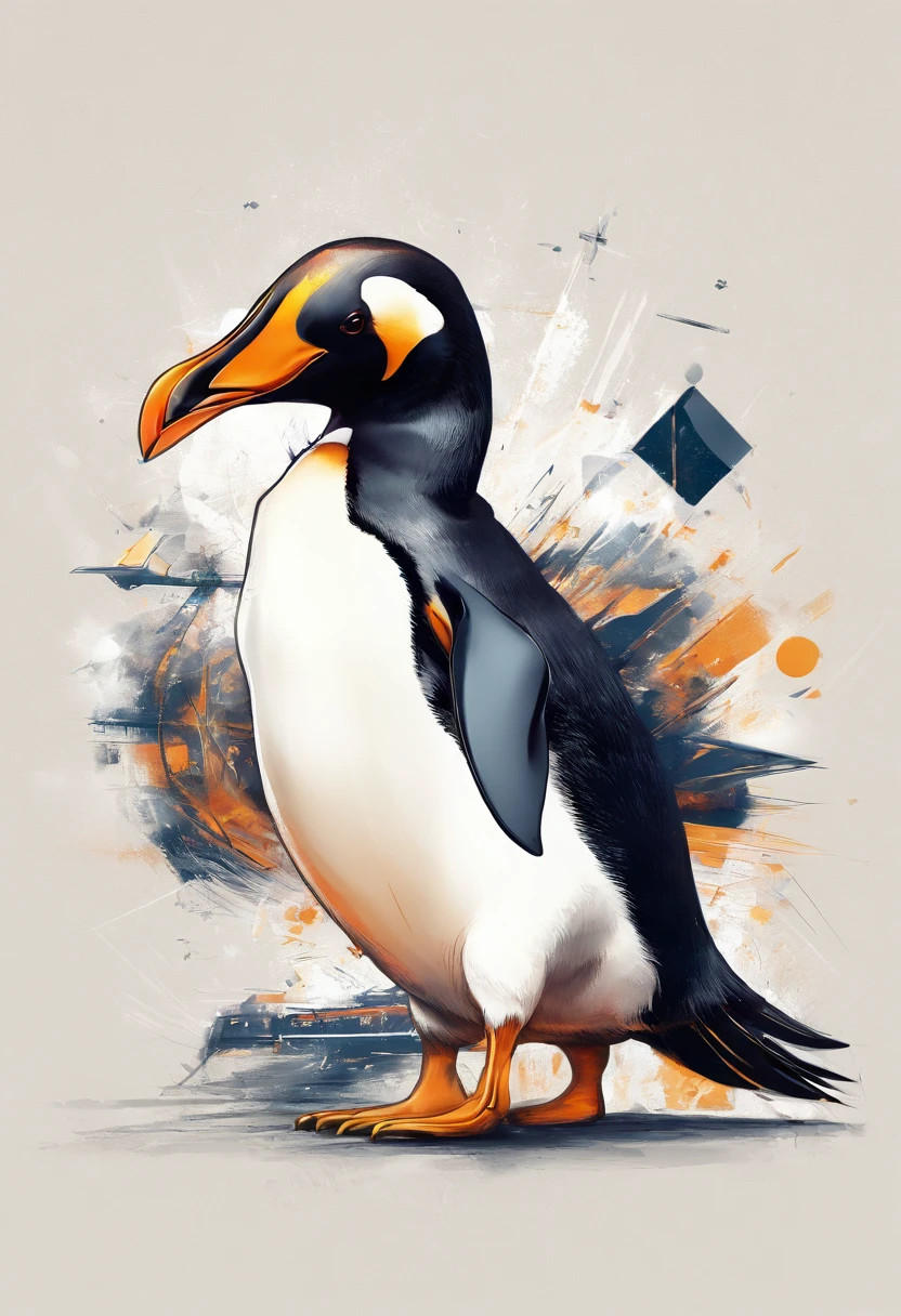 Pinguim rei, guerreiro, logotipo, emblema, insignia, fundo branco, pinguim, feroz, empresarial, Business, rei, masculino, estilizado, vetor, HD