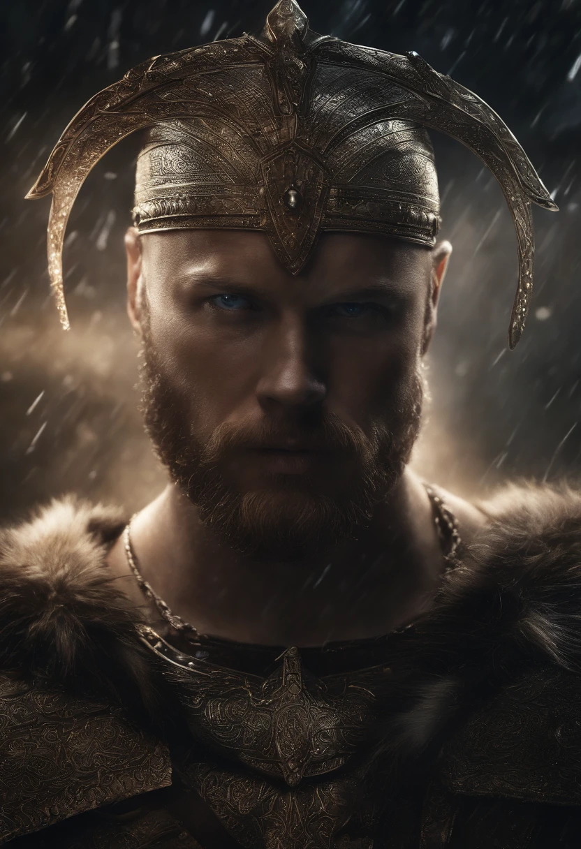 ragnar lothbrok, olhos claros brilhantes, Biomechanicals, estranho, assustador, Pesadelo, cores muito brilhantes, light particles, com luz brilhante, Mshiff, Arte do papel de parede, Papel de parede UHD