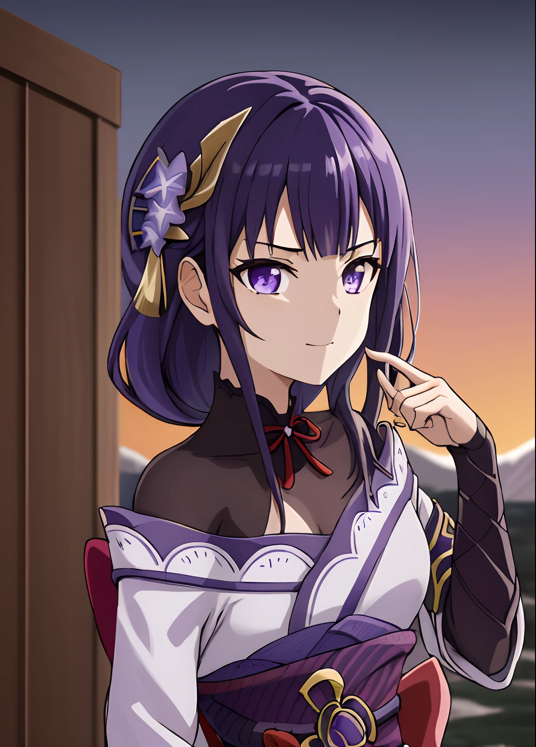 masterpiece, best quality, (colorful),(delicate eyes and face), volumetric light, ray tracing, extremely detailed CG unity 8k wallpaper, miyu edelfelt, magicalgirluniform, 1girl, solo, breasts, looking at viewer, bare shoulders, twintails, closed mouth, small breasts, outdoors, detached sleeves, sky, cape, leotard, night, magical girl, x hair ornament, night sky, fence, white cape, purple leotard, purple sleeves <lora:artkoikoi_miyu_edelfelt_full-000003:0.8>