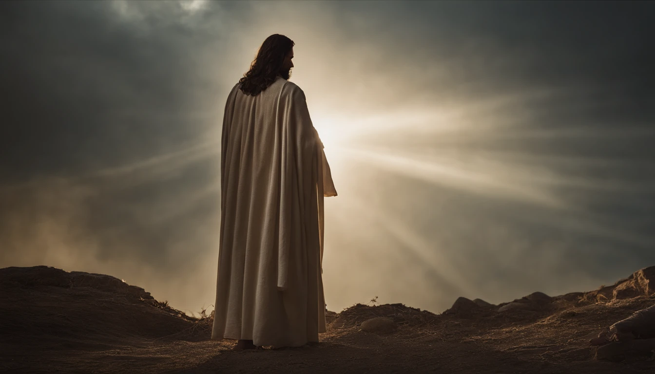 Jesus carregando sua cruz , his robes are torn, ele usa uma coroa de espinhos, Arte sacra