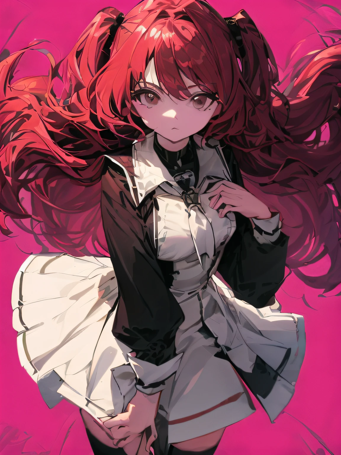 (masterpiece、top-quality),(comic book style),(linear art_Anime),(masutepiece, Best Quality, ),(Laura Bad Picture:1.2),(Lora Add Details:1.2),Highly detailed flat color:0.8, 8K,1 girl in,hi-school girl、high-school uniform、dark red hair、dark brown eyes、school background