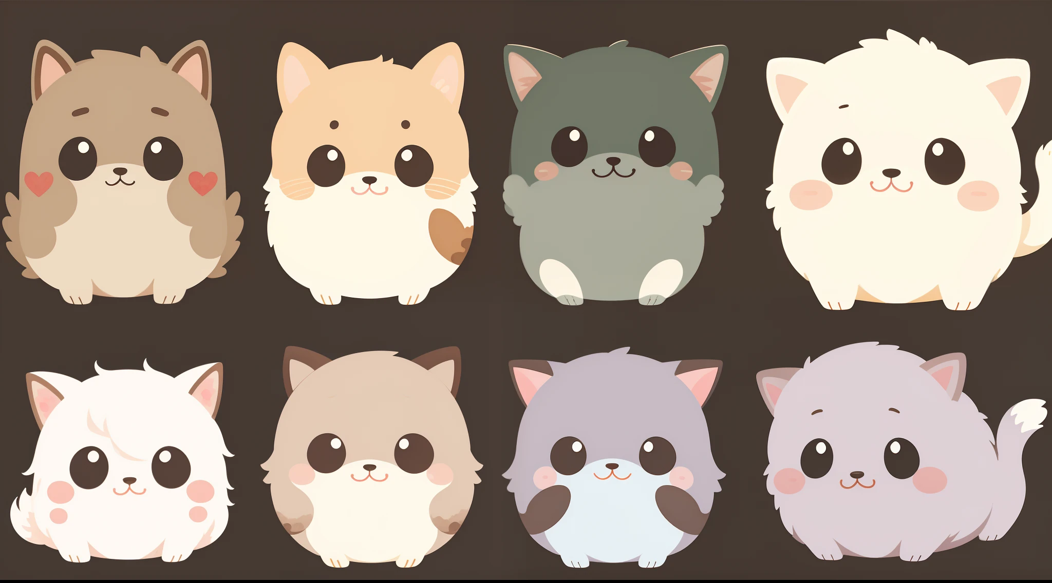 watercolor kawai cute animals vector stickers