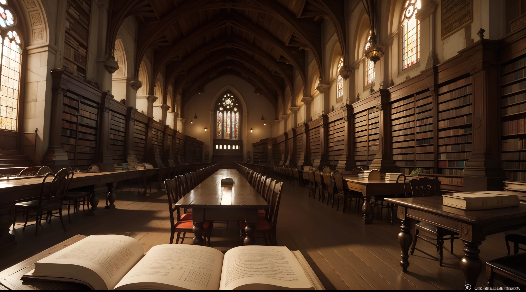 Sabio lendo livros, estilo rpg, realista, Historical Library, biblia sagrada, monge, local bem iluminado, cortinas nas janelas, alta qualidade, rustic wood.