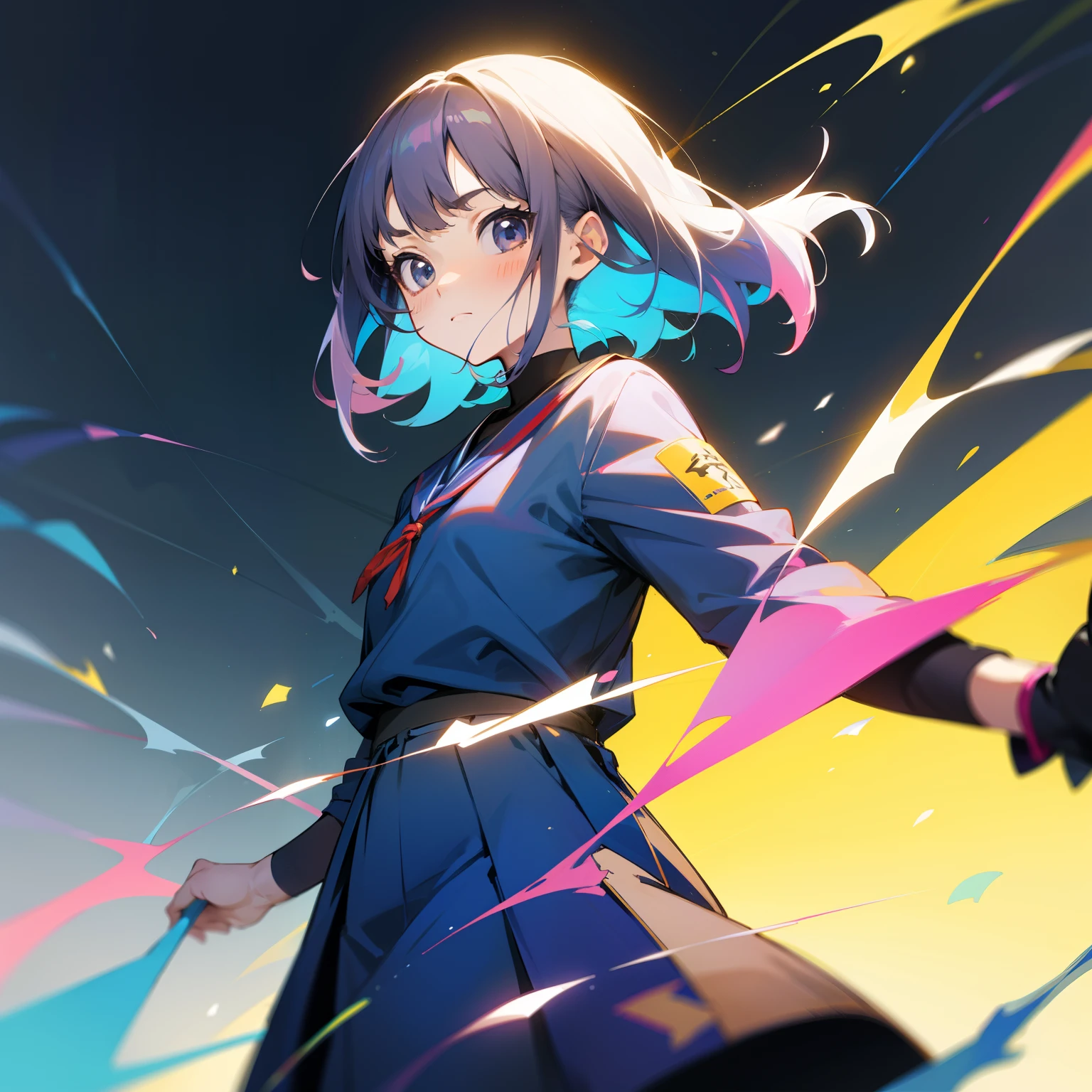 cool colorful nadeshiko girl with a stereotypical nadeshiko expression
