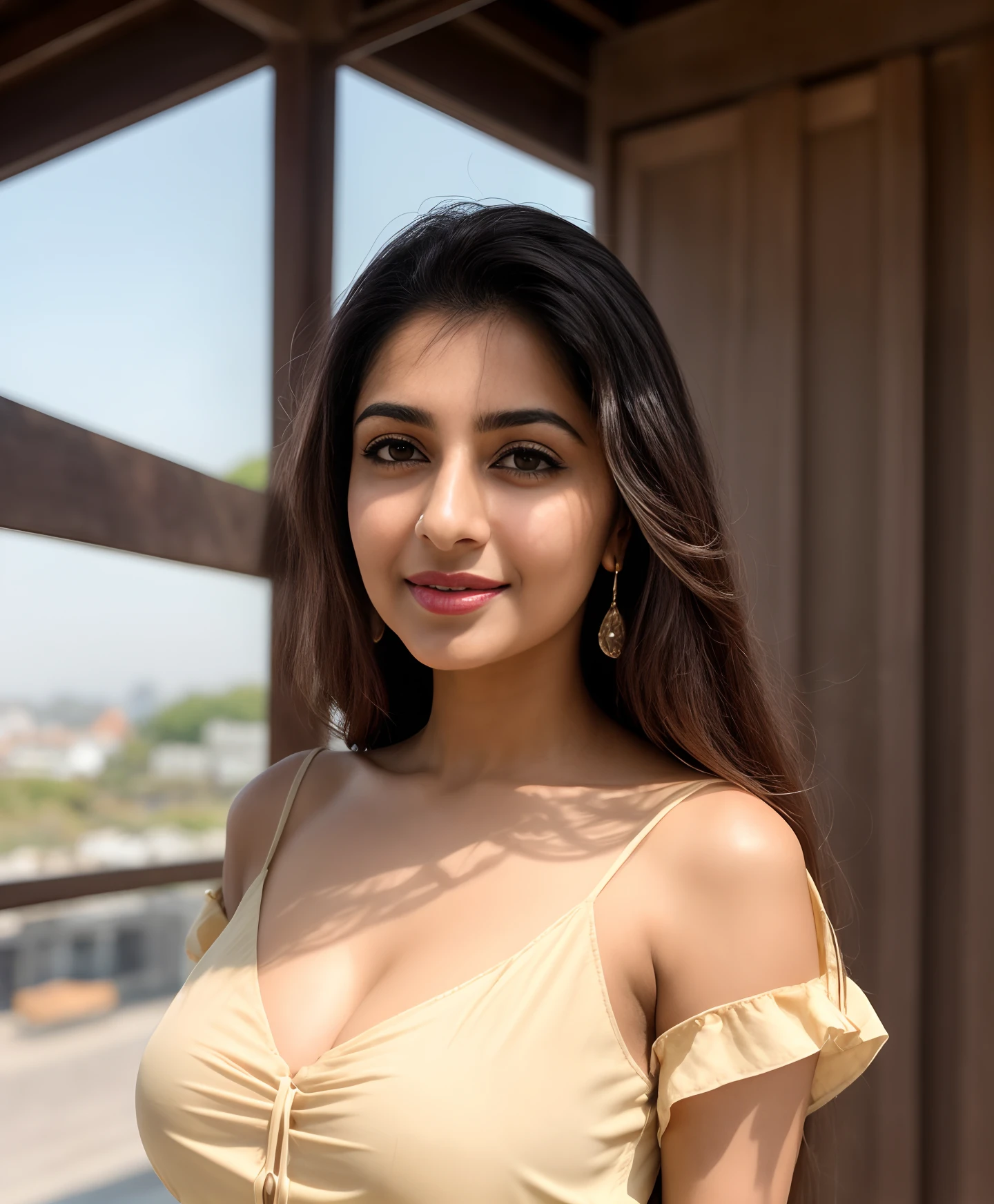 ((RAW, analog style)), face, extremely detailed full body color photo of a 29 y.o girl, beautiful face, beautiful eyes, ((small nose)), big natural lips, ((fabric blouse )), medium breasts, healthy body, beach, ((film grain, skin details, high detailed skin texture, 8k hdr, dslr)), indian female model rubina tandon, close-up picture of rubina tandon, Sexy figure, hot looks, long hair, sparkling day dreams eyes