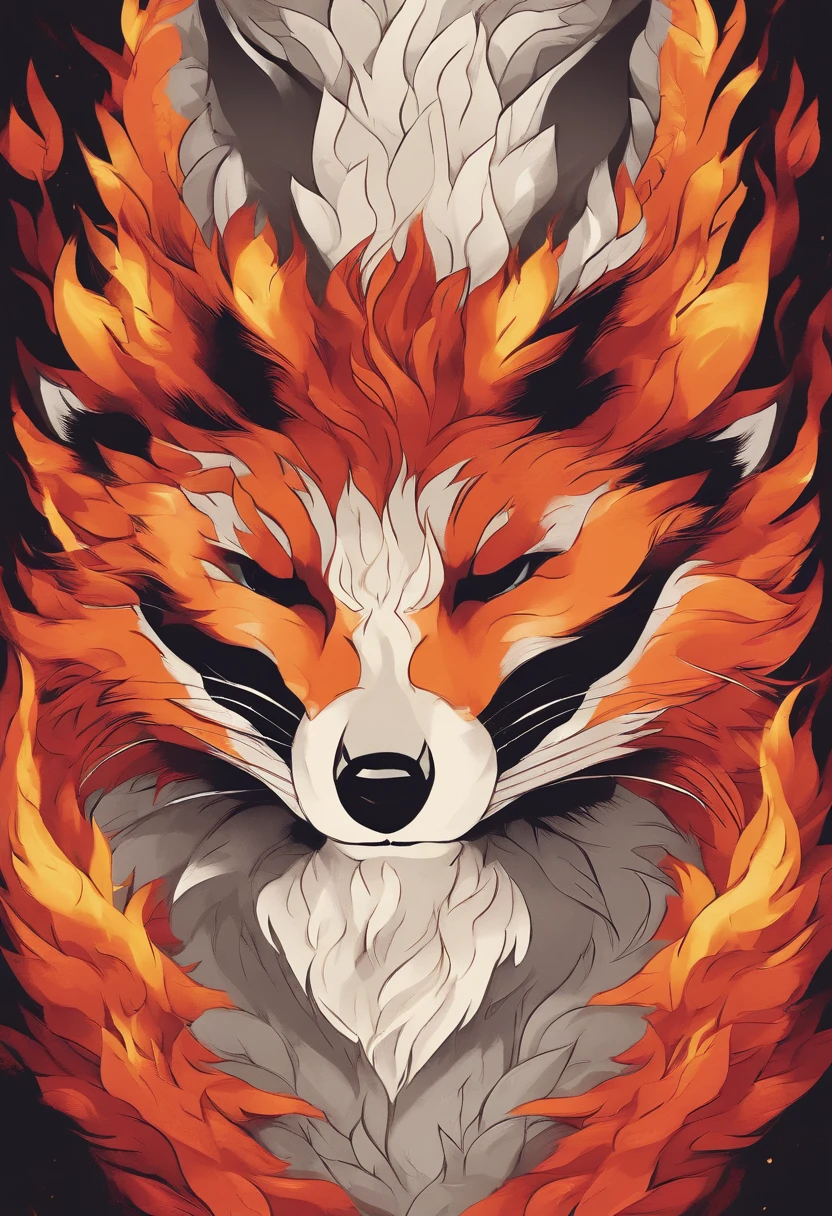 red panda,pokemon,fire powers,flames,burning fur,golden flames,bright red fur,sharp claws,long tail,fire tail,ferocious look,energetic pose,fiery eyes,fierce expression,powerful stance,agile movements,forest background,dappled sunlight,smoke and embers,towering flames,inferno,fire effects,intense heat,dramatic lighting,combustion,blazing inferno,sparkling embers,vivid colors,aesthetic painting style,high saturation,warm color palette,glowing reds,dynamic composition,expressive brush strokes,detailed fur texture,meticulous detailing,realistic rendering,authentic fur patterns,high resolution,photo-realistic,eye-catching artwork,extraordinary abilities,strong emphasis on fire element,legendary creature,vibrant energy,passionate flames,awe-inspiring power,awe-inspiring presence