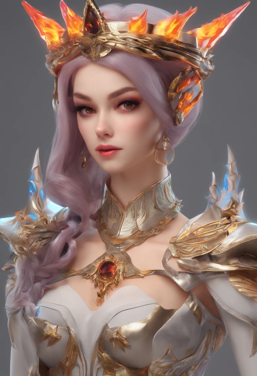 one-girl,5-pointed star tattoo,silber hair,Cat's eye pupil,Heteropupil,devil horns,Devil Wings,Demon tail,Demon armor,a queen,Gold-tone stiletto heels,contempt eyes,Wearing a crown,Wearing a collar,wearing silk stockings,hell,Burning flames,Spooky environment