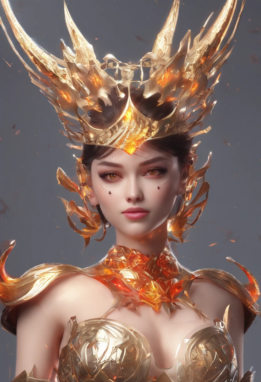one-girl,5-pointed star tattoo,silber hair,Cat's eye pupil,Heteropupil,devil horns,Devil Wings,Demon tail,Demon armor,a queen,Gold-tone stiletto heels,contempt eyes,Wearing a crown,Wearing a collar,wearing silk stockings,hell,Burning flames,Spooky environment