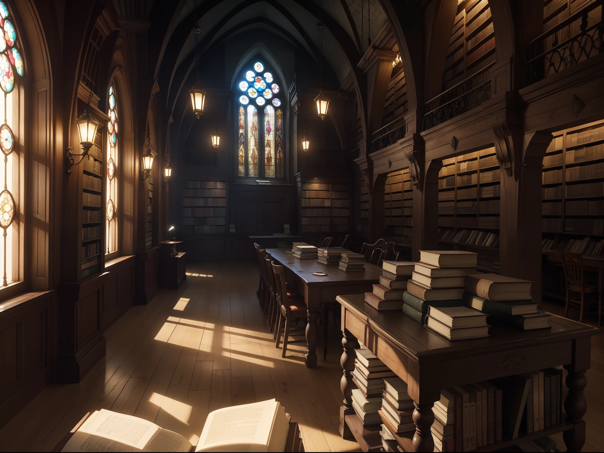 Sabio lendo livros, estilo rpg, realista, Historical Library, biblia sagrada, monge, local bem iluminado, cortinas nas janelas, alta qualidade, rustic wood.