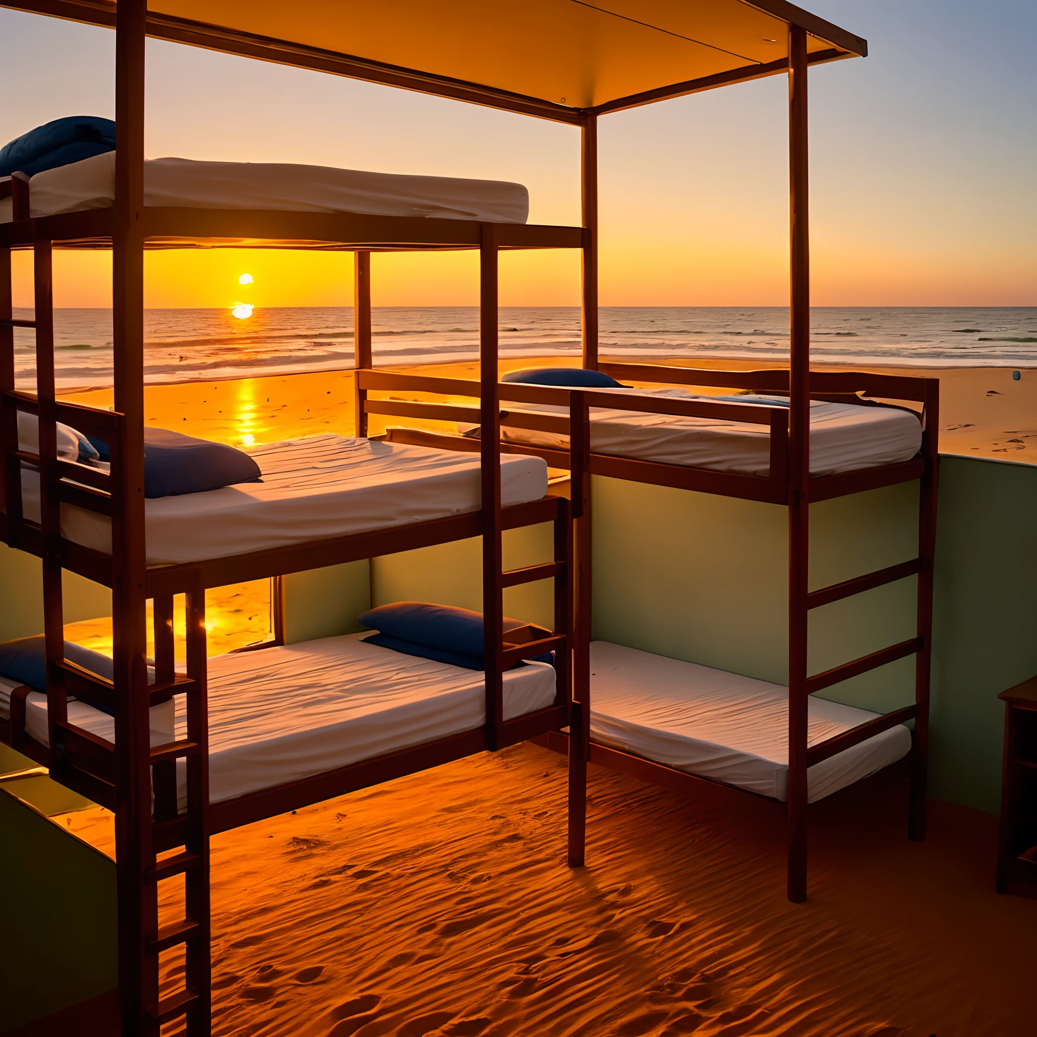 hostel,the setting sun,interiors,Bunk beds,beachside