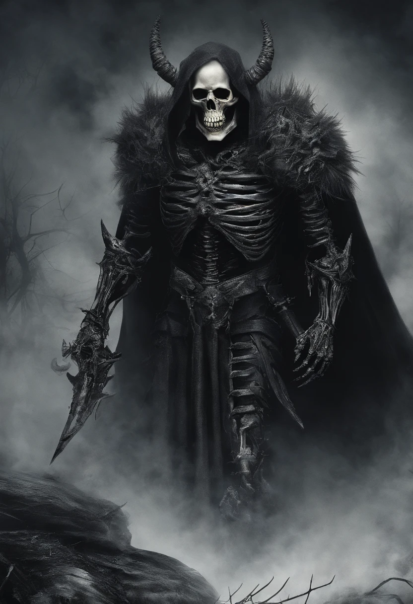 True Grim reaper, death, realistic skeletal face, undead skull head, gorgeous seductive body, seductive pose,