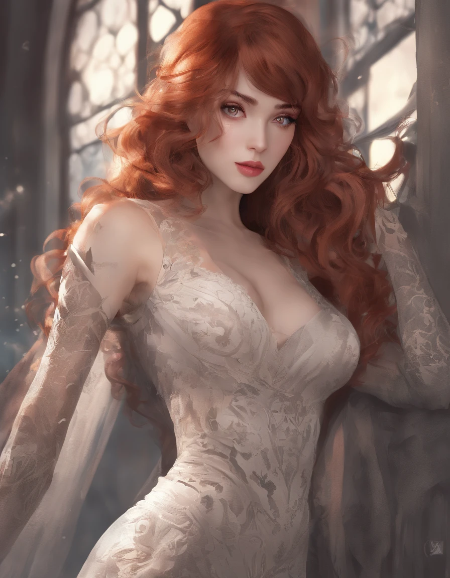 (best quality,4k,8k,highres,masterpiece:1.2),ultra-detailed,(realistic,photorealistic,photo-realistic:1.37),redhead woman, beautiful detailed eyes, beautiful detailed lips, extremely detailed eyes and face, longeyelashes, seductive expression, standing pose, black bra, black lace pantyhose, black stockings, door way, mysterious lighting, intense colors, soft and warm color tones