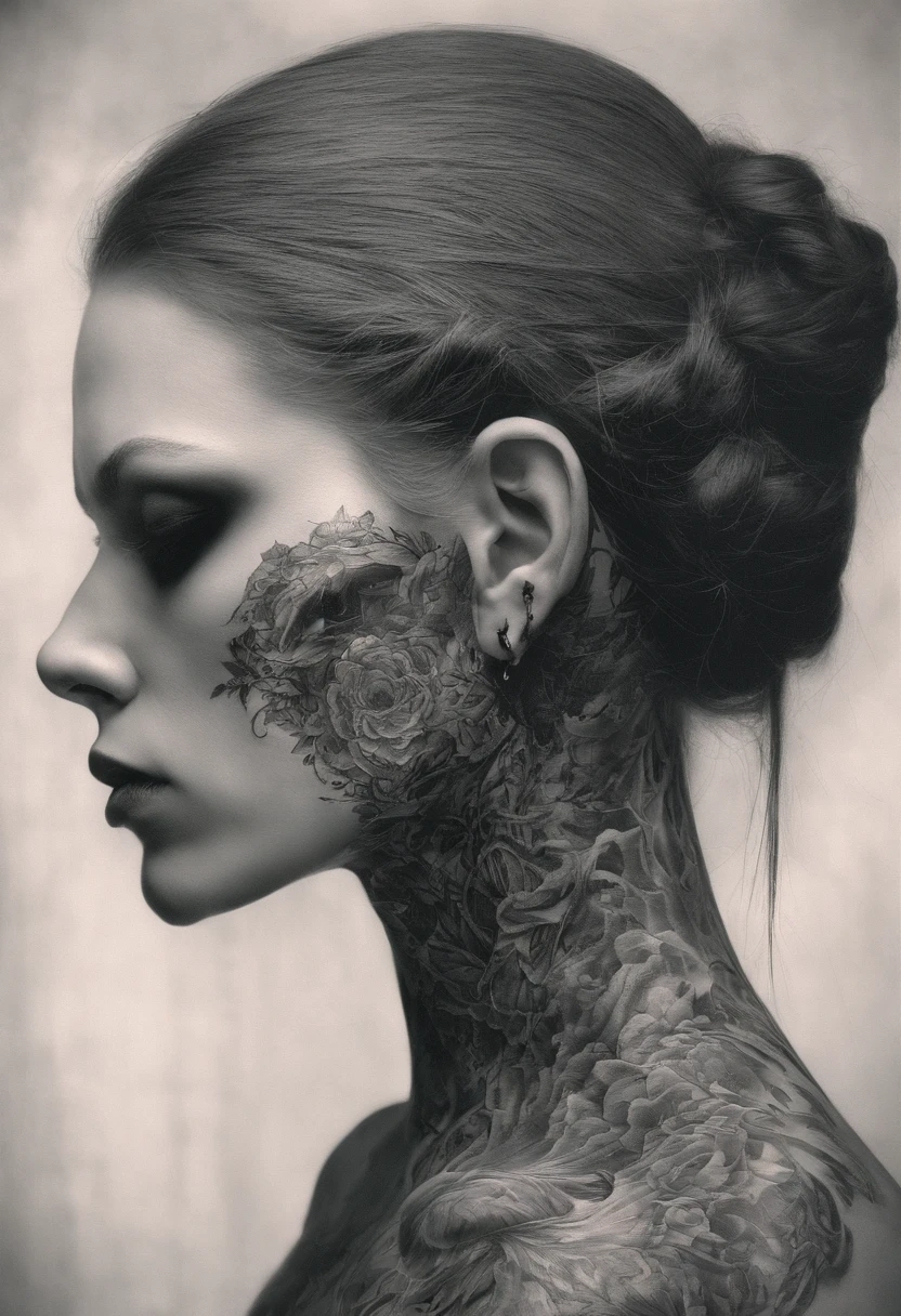 s girl,CG,head portrait,Tattooed with