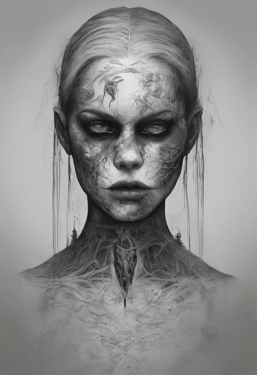 s girl,CG,head portrait,Tattooed with