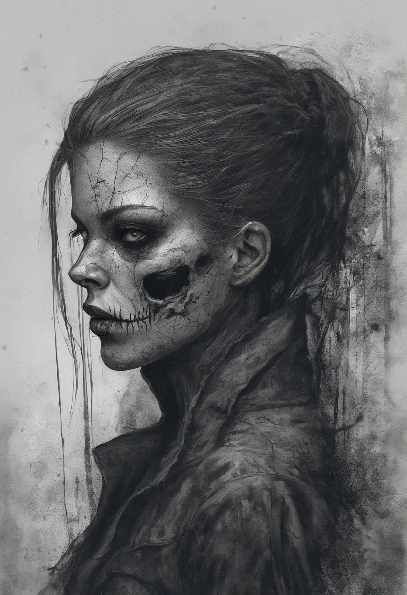 s girl,CG,head portrait,Tattooed with