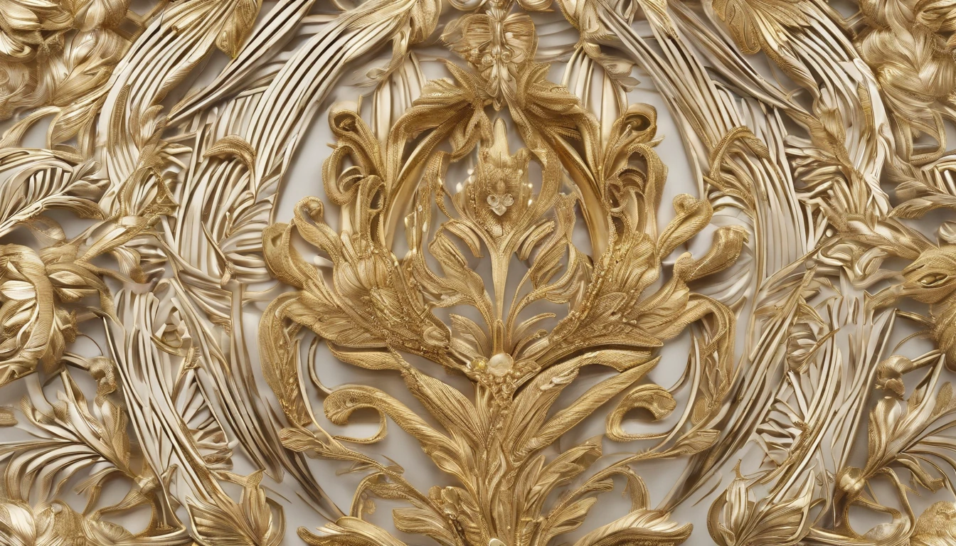 Full goldwork design, gold, Like crafts, precise, Textured, Realistic, top-quality, ​masterpiece, ultra-detailliert