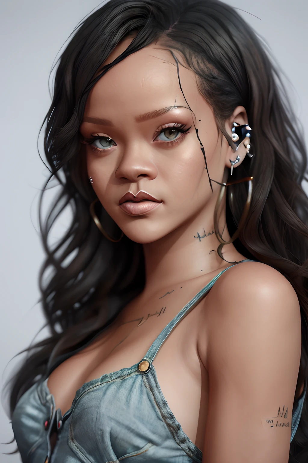 portrait of cutest baby illustration of singer Rihanna Art Station, ..cgi_animation,