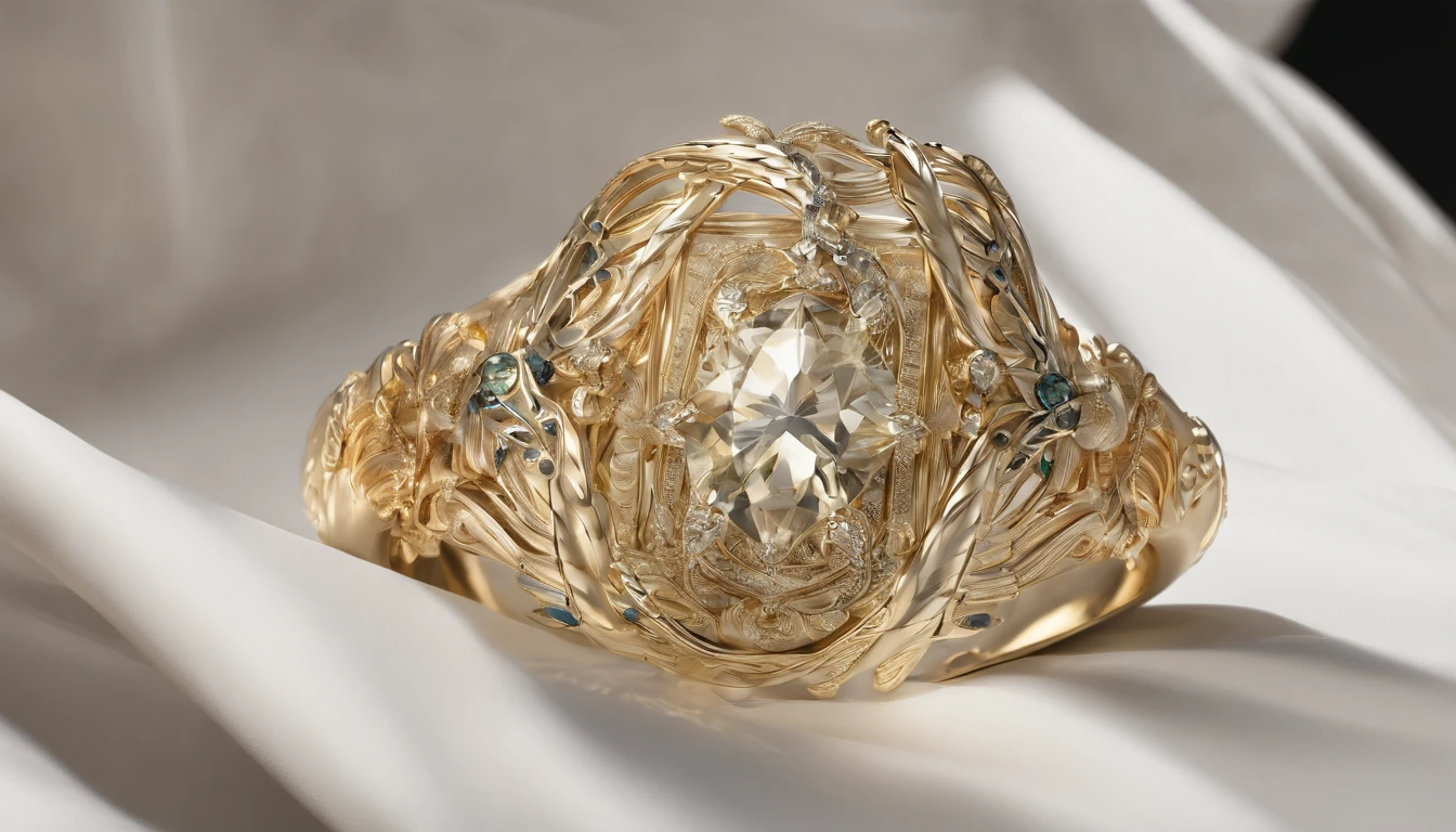 Complete goldsmith design, gold, Like crafts, Metal luster, Textured, Realistic, top-quality, masterpiece, ultra-detailliert