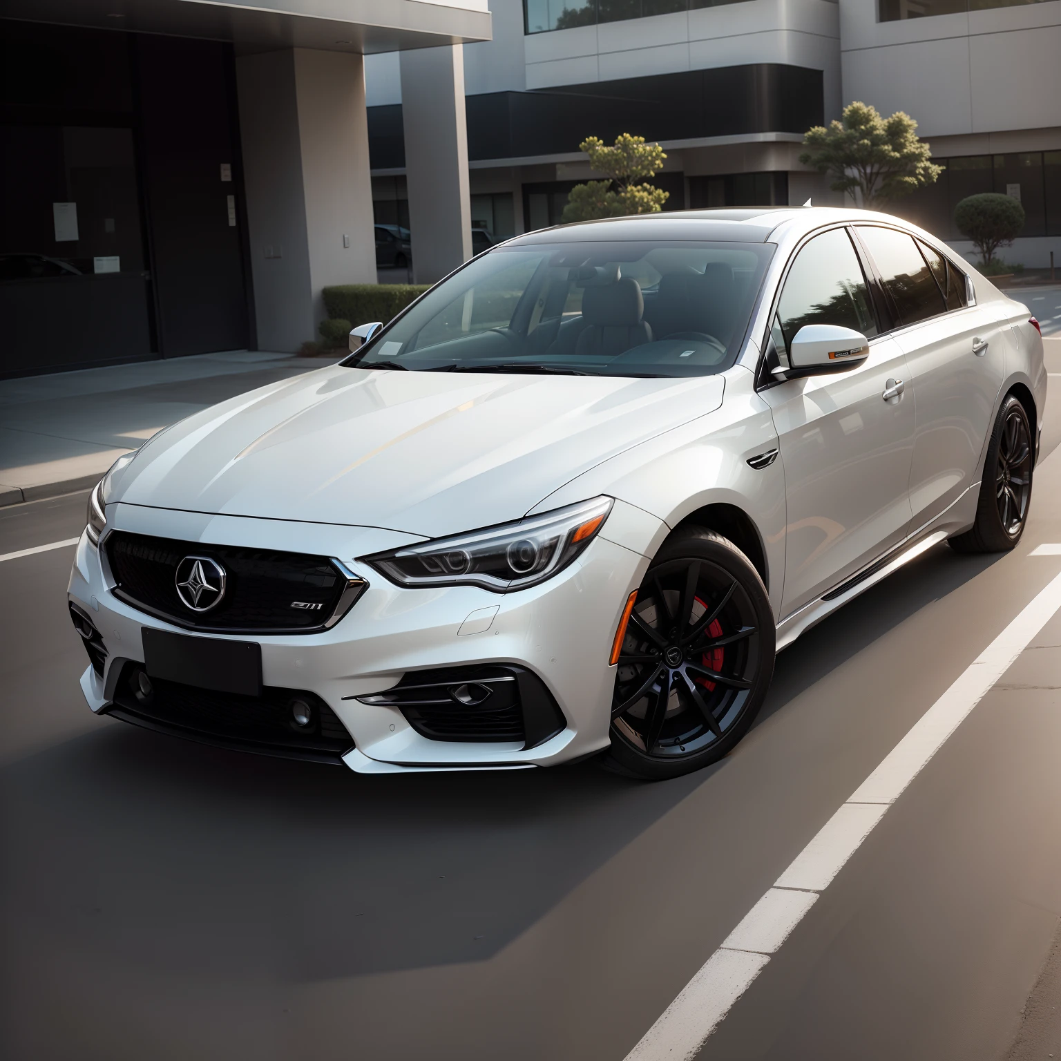 Photograph of a mid-size modern luxury sedan with sleek design standing on the side.