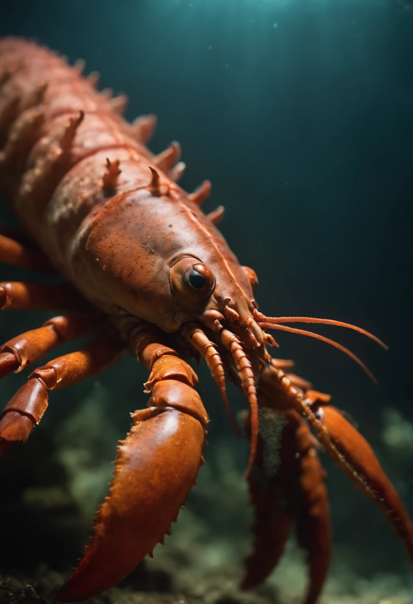 (Best quality,A high resolution,Masterpiece:1.2),Vivid colors,Realistic,Lobster monster,Detailed claws,long antennae,Devil's Eye,Fierce expression,Dark and mysterious scene,foggy atmosphere,Imposing creatures,Sharp focus,Terrible proportions,Dark colors,gritty texture,horror theme,Underwater,Glowing eyes,"Deep Sea" theme,Ominous existence,menacing posture,Sinister shadows,Violent splashes,Lighting effects,Monster silhouette,Creepy underwater flora,Exaggerated features,Tendons and muscular body,Squamous skin and carapace,Sharp and jagged teeth,Bizarre,Disturbing and terrifying