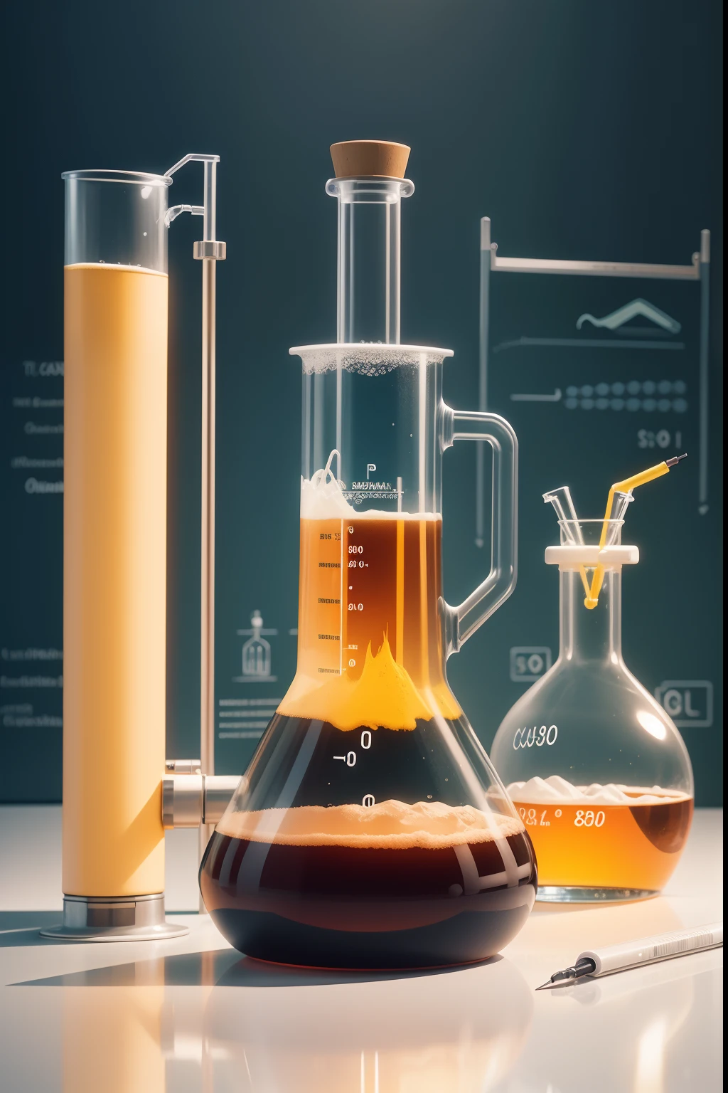 cartoon poster,solid color backdrop,Lab Room,Laboratory equipment,Do scientific experiments