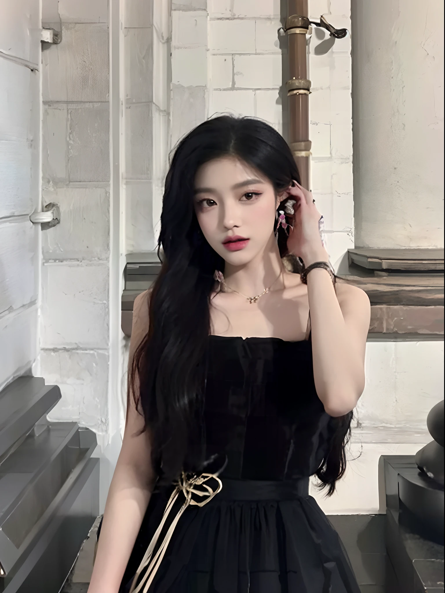 araffe woman in a black dress posing for a picture, portrait of jossi of blackpink, jossi of blackpink, roseanne park of blackpink, jisoo from blackpink, full-body xianxia, blackpink jennie, personal profile picture, ulzzangs, Korean girl, jisoo of blackpink, she wears a black dress, Shin Jinying, xision wu, leaked image