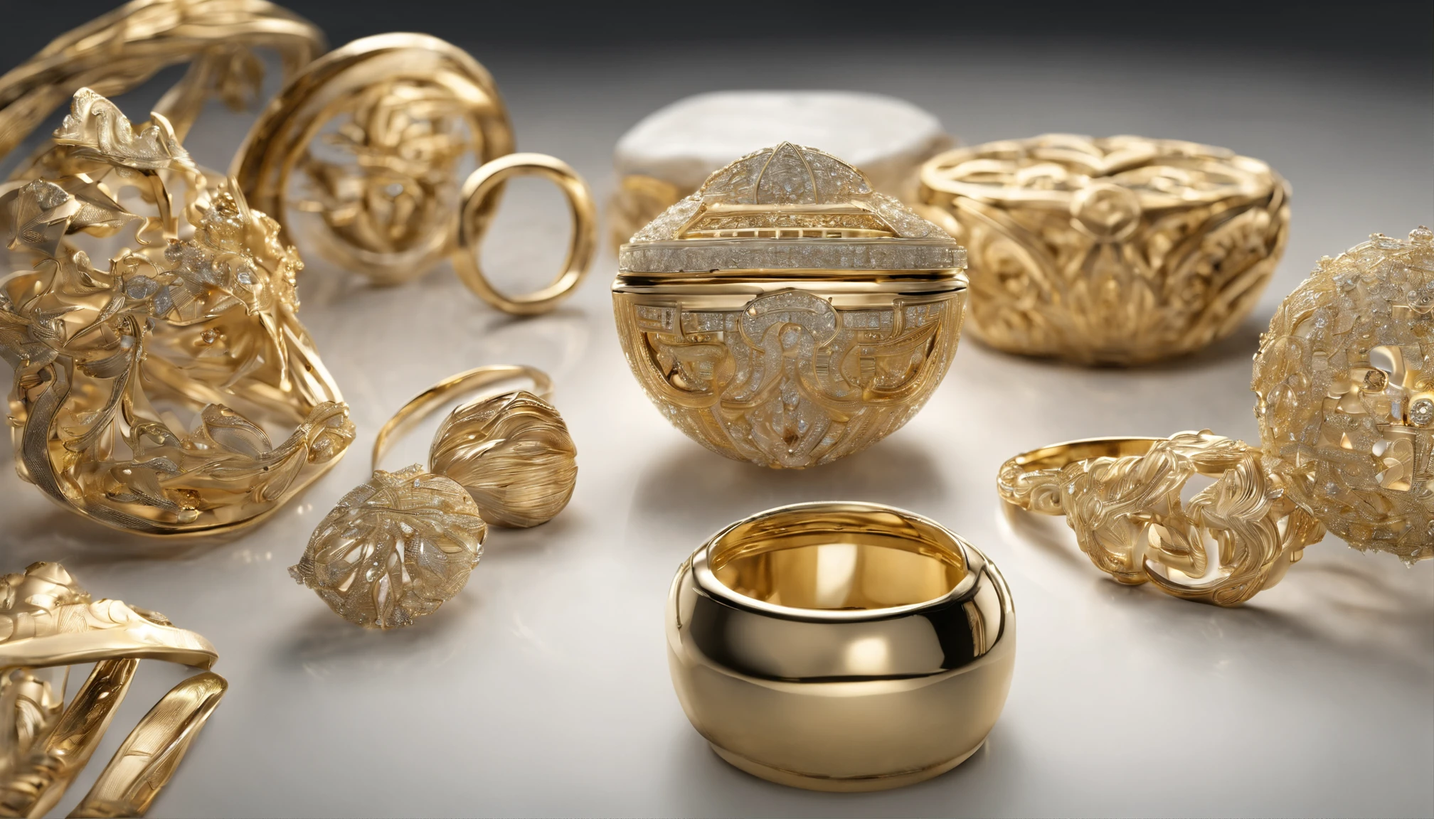 Design filled with goldsmiths, gold, Like crafts, Metallic luster, planar, symmetric, Shines, Textured, Realistic, top-quality, ​masterpiece, ultra-detailliert