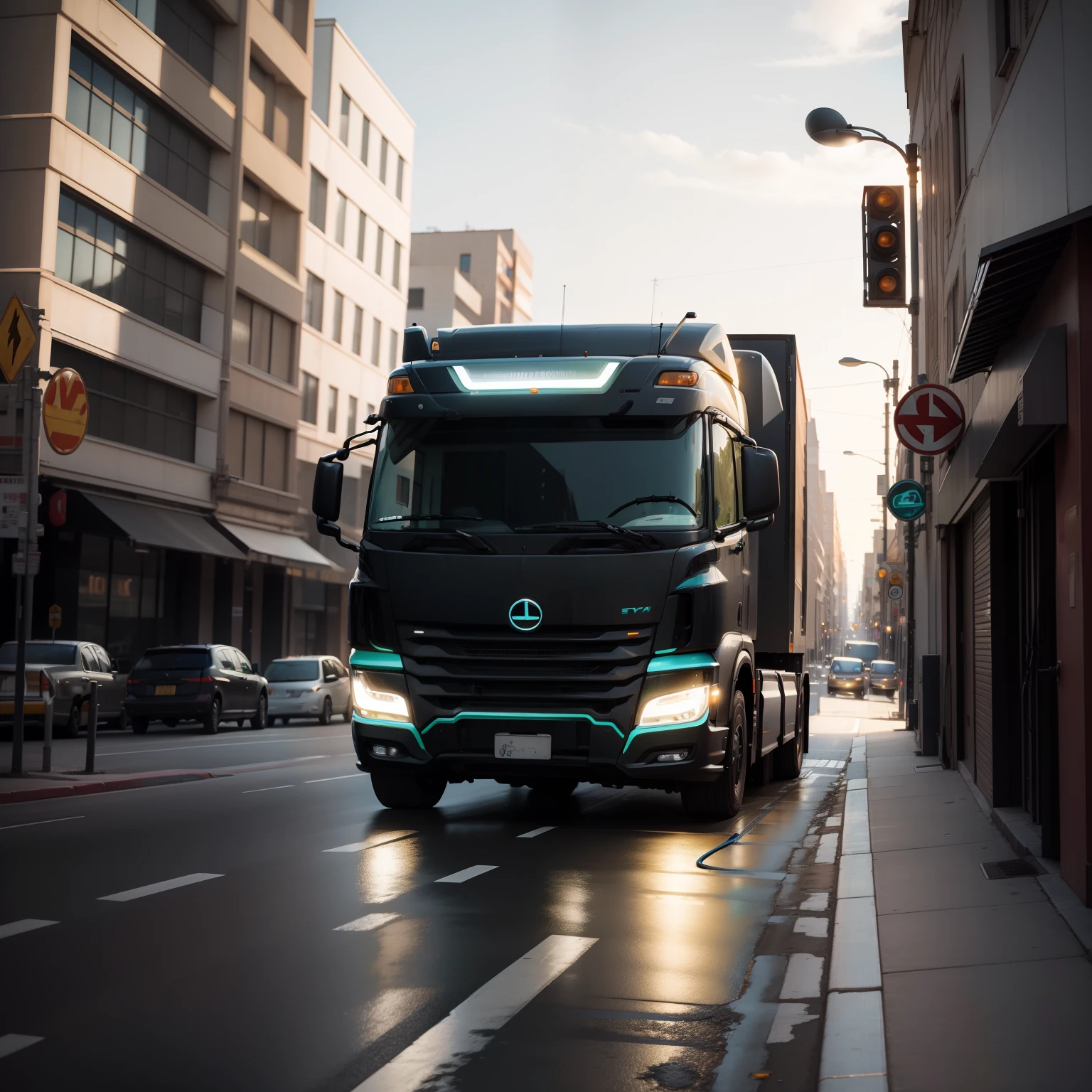 Photograph of an electric truck in modern style