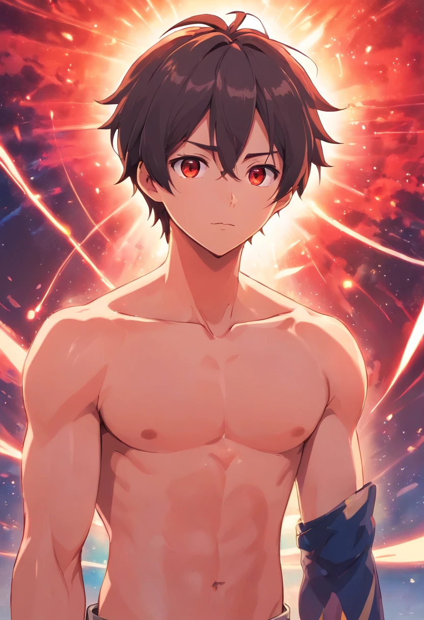 Adolescente masculino, hombre, orejas de lobo con cabello de color ?????, cuerpo marcado, armadura de caballero de color obscuro, sin camiseta, cicatrices en su abdomen marcado, cuernos de demonio en su cabeza, pupilas color ????? en ambos ojos, ojos de color rojo intenso