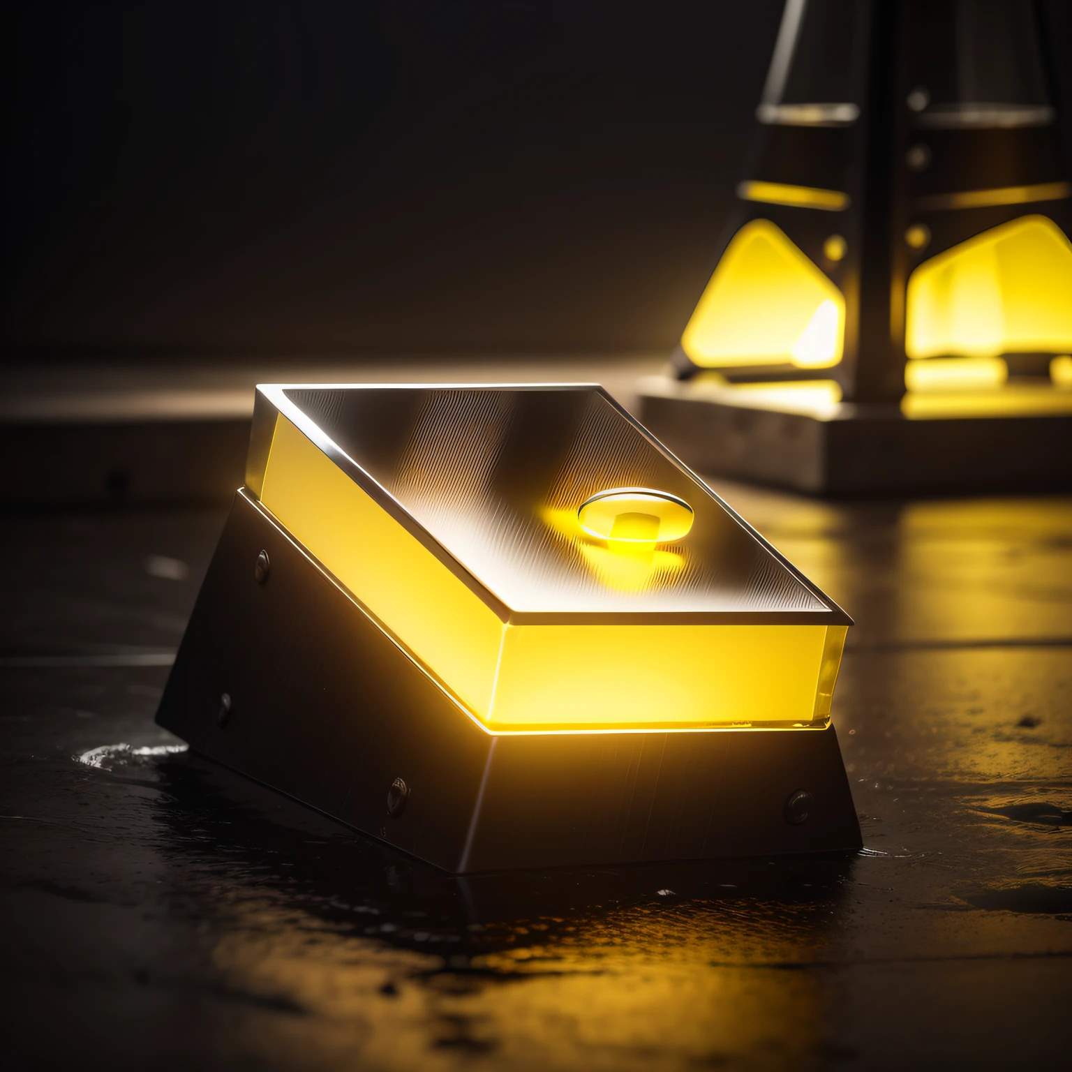 This is a warning light，It will glow yellow，The bottom is made of stainless steel，The top is made of acrylic material