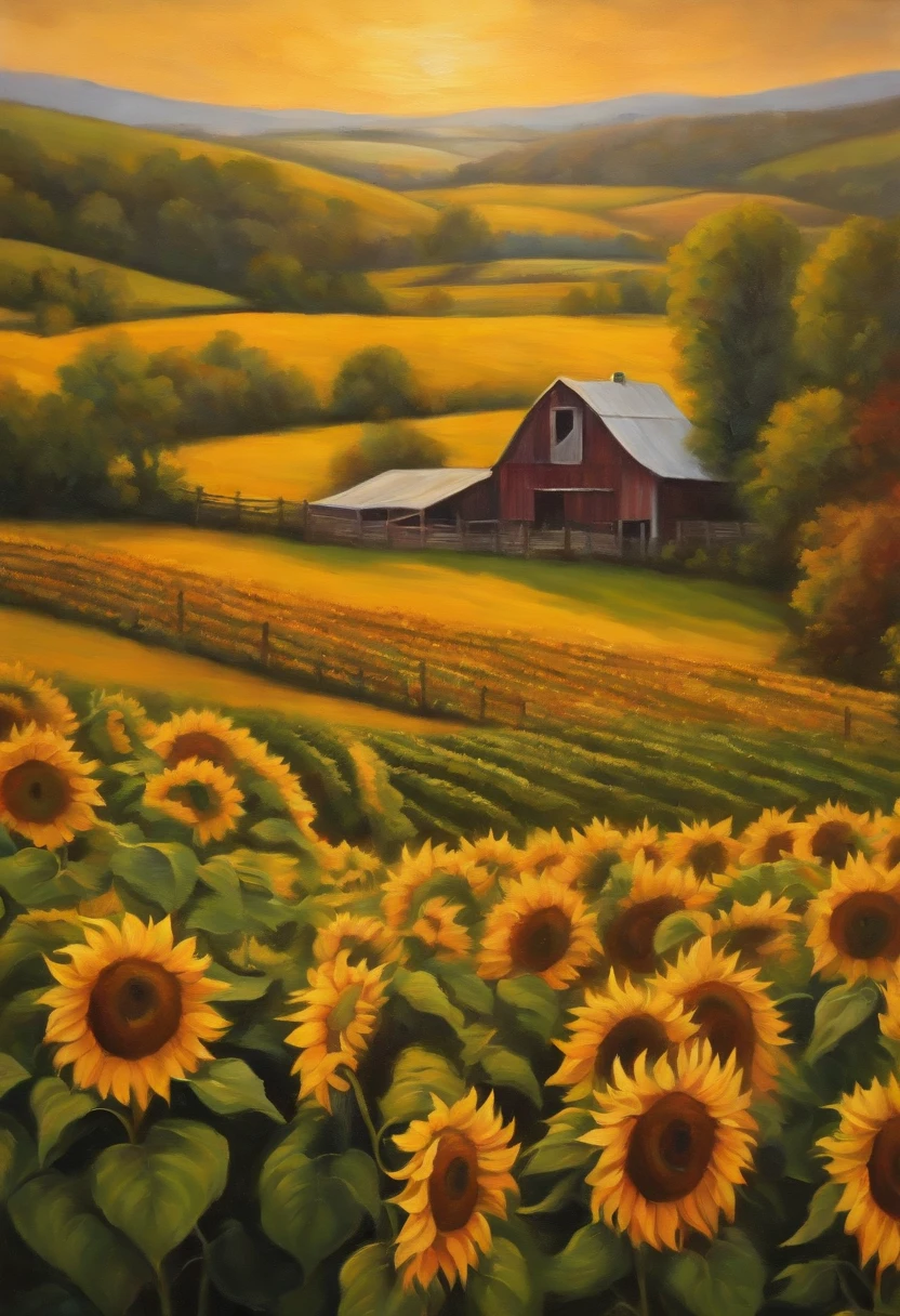 Sara Rue surrounded by sunflowers completely naked and smiling