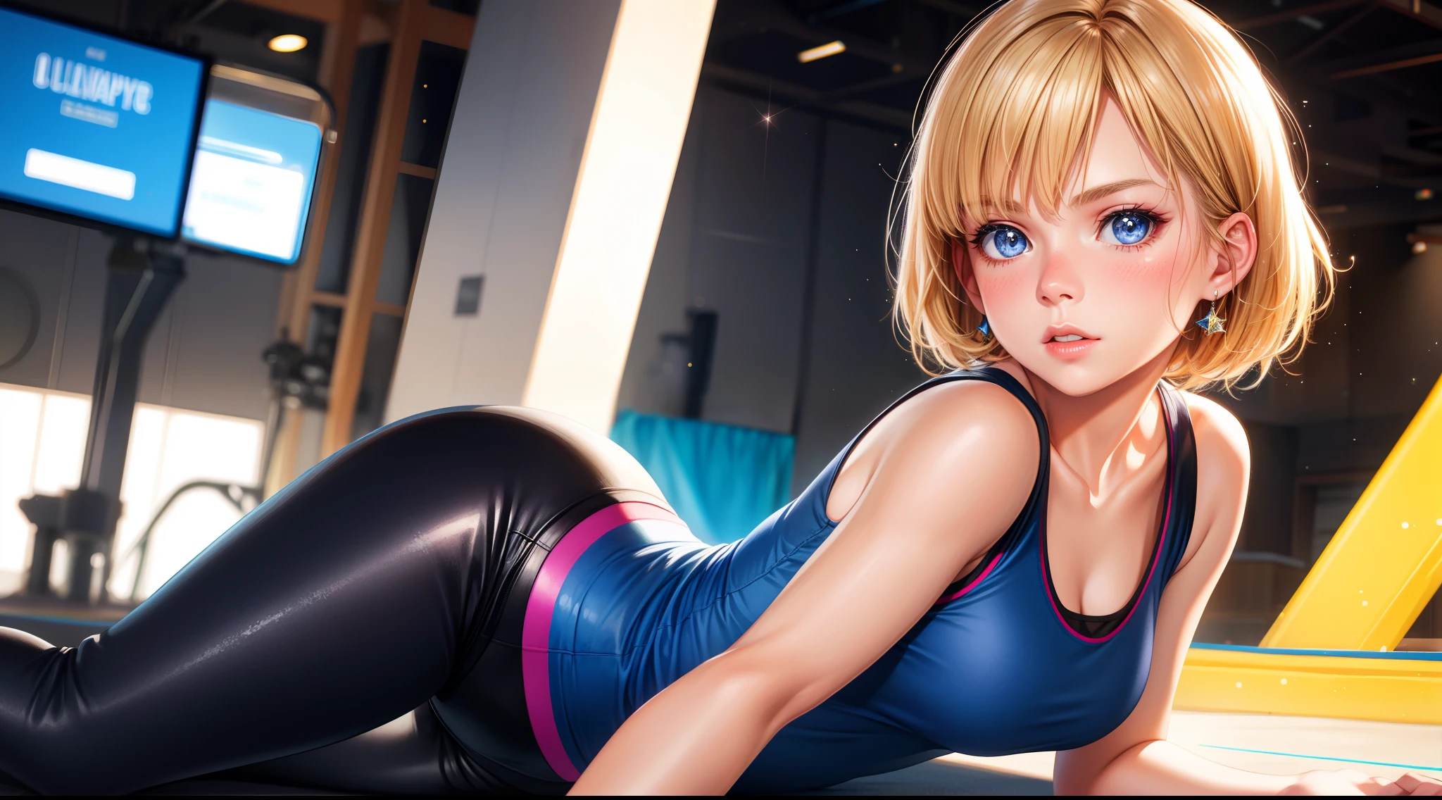 (masterpiece), ((best quality)), nude, parted lips, light_smile, cinematic lighting, ultra-realistic, ((realistic)), (african-king), blonde_hair, short_hair, solo, sidecut, asymmetrical_hair, parted_lips, eyebrow_piercing, (detailed face), beautiful 1girl, 1girl, looking at viewer, (beautiful detailed eyes), bodysuit, spider-suit, upper_body, (side of head shaved), (small breasts), (big butt)
