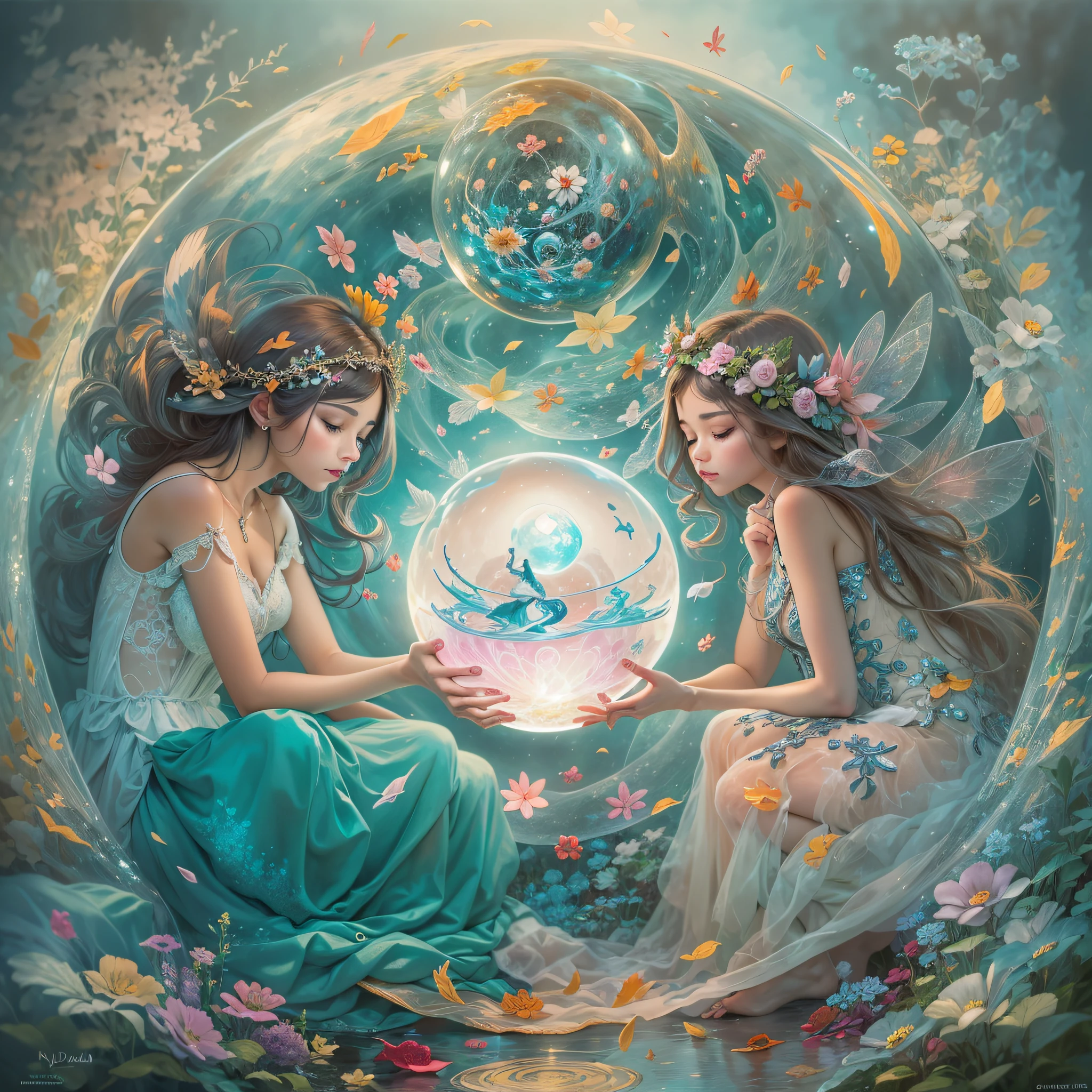 Sea Art's AI-generated painting is a charming image of a Crystal Ball. Nela estao esculpidas duas estatuas de belas fadas. As esculturas de fadas estao configuradas dentro de uma bola de cristal, representando o Yin e o Yang. Nessa obra de arte, Creativity and artificial intelligence come together to create a magical and symbolic visual representation. The two fairies depicted in the painting are delicate and exuberant beings. They have translucent, asas brilhantes, and their dresses are adorned with intricate and bright details;. Uma das fadas personifica o Yin, with its smooth and serene appearance, enquanto a outra personifica o Yang, with his vivid and energetic presence. The fairies are positioned inside a crystal sphere, that radiates an ethereal luminosity. The crystal sphere symbolizes the harmony and unity between the opposing forces of Yin and Yang. Through this representation, The painting reminds us of the importance of balance and complementarity in our lives. The color palette used in the painting is soft and engaging, com tons de azul e rosa, que representam tanto a suavidade quanto a vivacidade. The painting is full of minute details, that give life to the fairies and the crystal sphere, creating a sense of magic and mystery. Essa imagem de duas lindas fadas que se alojam dentro de uma bola de cristal, representando o Yin e o Yang, gerada pela IA do Sea Art, nos convida a refletir sobre a dualidade presente em nossas vidas. It inspires us to seek balance between opposing forces and to find harmony within ourselves. It's an image that inspires us to embrace every facet of our personality, find harmony between opposites and celebrate the beauty of the dualities that make us unique human beings. It's a reminder that, assim como as fadas do Yin e Yang, We all possess a unique light within us and that, ao honrarmos essa dualidade, podemos nos tornar seres mais completos e realizados.