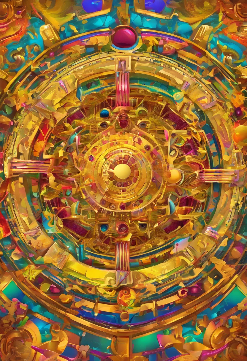 Clock machine, golden finished, crazy machine, an eye inside
