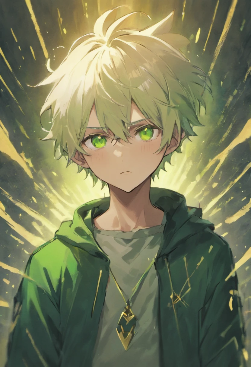 male nekomimi catboy with green eyes and white hair portrait worried
