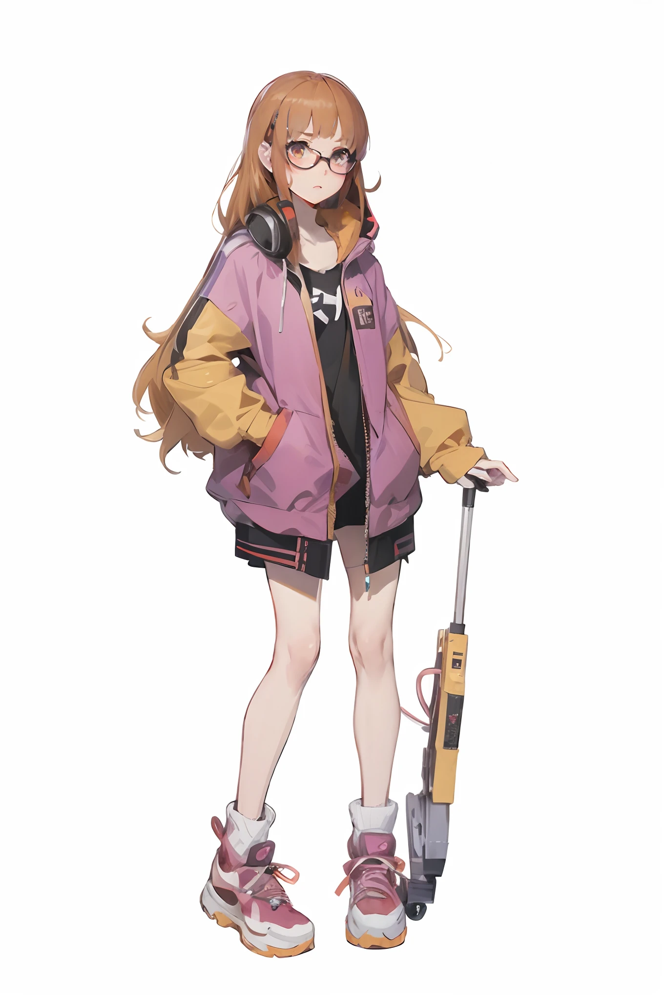 anime girl with a gun and a backpack standing in front of a white background, from girls frontline, girls frontline style, girls frontline universe, m4 sopmod ii girls frontline, girls frontline cg, female protagonist 👀 :8, girls frontline, fine details. girls frontline, guweiz, anime full body illustration, from arknights, ( ( character concept art ) )