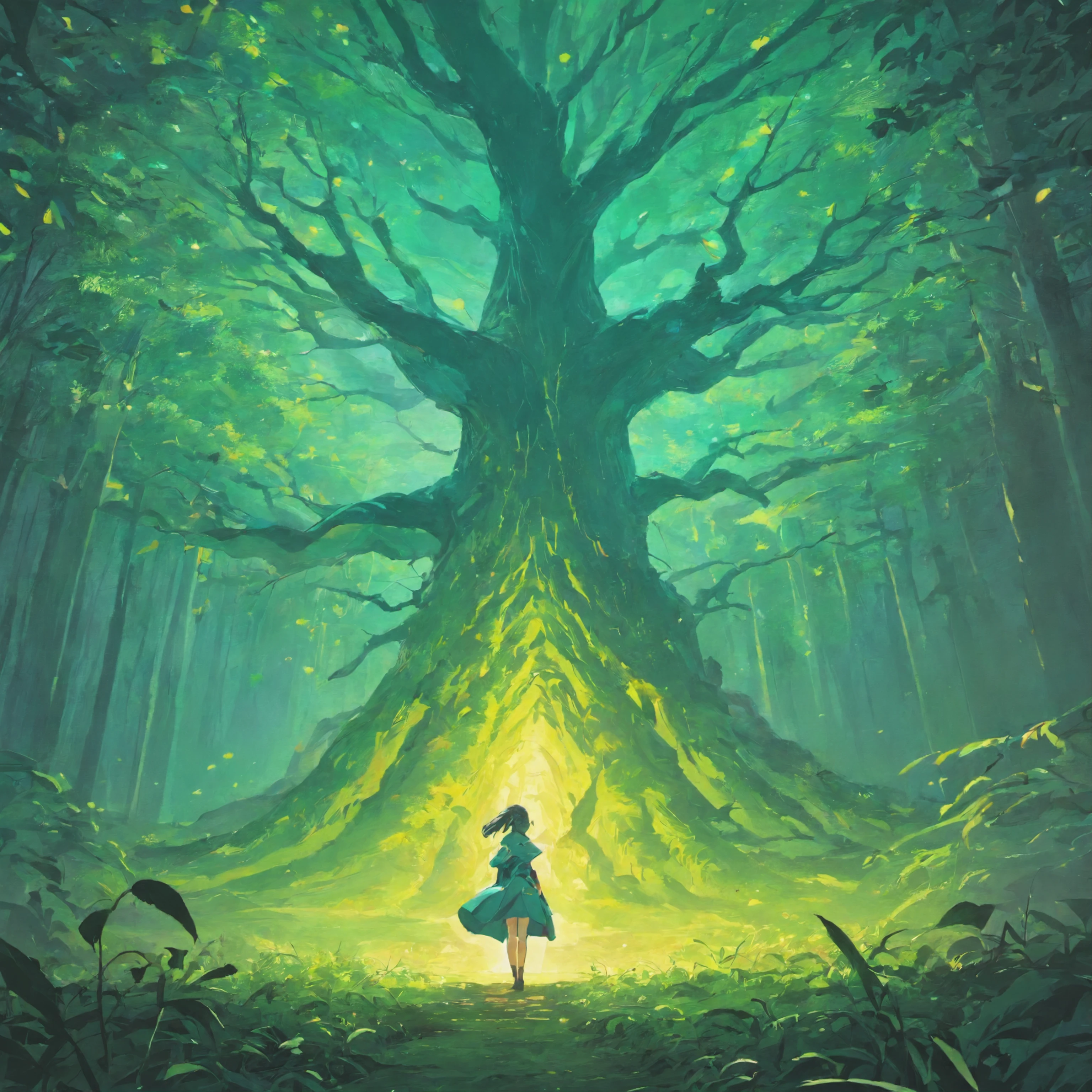 Big tree,Vast land,Weird literature,Brilliant colors