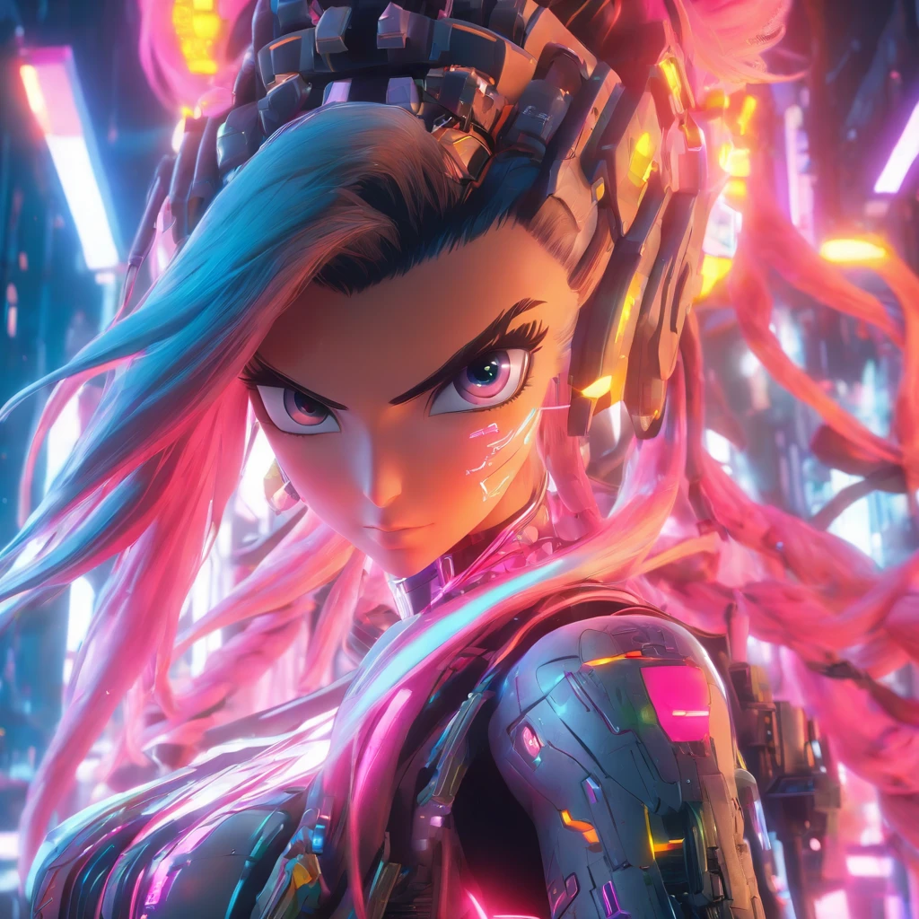 ((Best quality)), ((masterpiece)), (highly detailed:1.3), 3D,rfktr_technotrex, beautiful cyberpunk woman with voluminous hair,(wearing head-mounted display that is chunky and hi-tech:1.2),hacking a computer terminal, computer servers, LCD screens, fiber optic cables, corporate logos (High Dynamic Range),Ray Tracing, NVIDIA RTX, Super-Resolution,Unreal 5,Subsurface scattering Texturing, Post-processing, Anisotropic Filtering,Depth-of-field,Maximum clarity and sharpness,Multi-layered textures, Albedo and Specular maps, Surface shading, Accurate simulation of light-material interaction, Perfect proportions, Octane Render,Two-tone lighting, Low ISO, White balance, Rule of Thirds, Wide aperature,8K RAW, Efficient Sub-Pixel,sub-pixel convolution, luminescent particles, light scattering, Tyndall effect