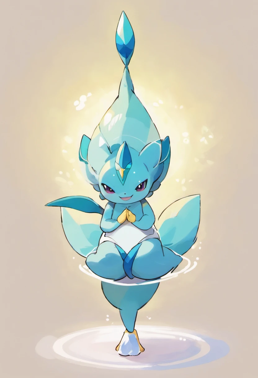 Vaporeon from Pokémon, performing a downward dog yoga pose