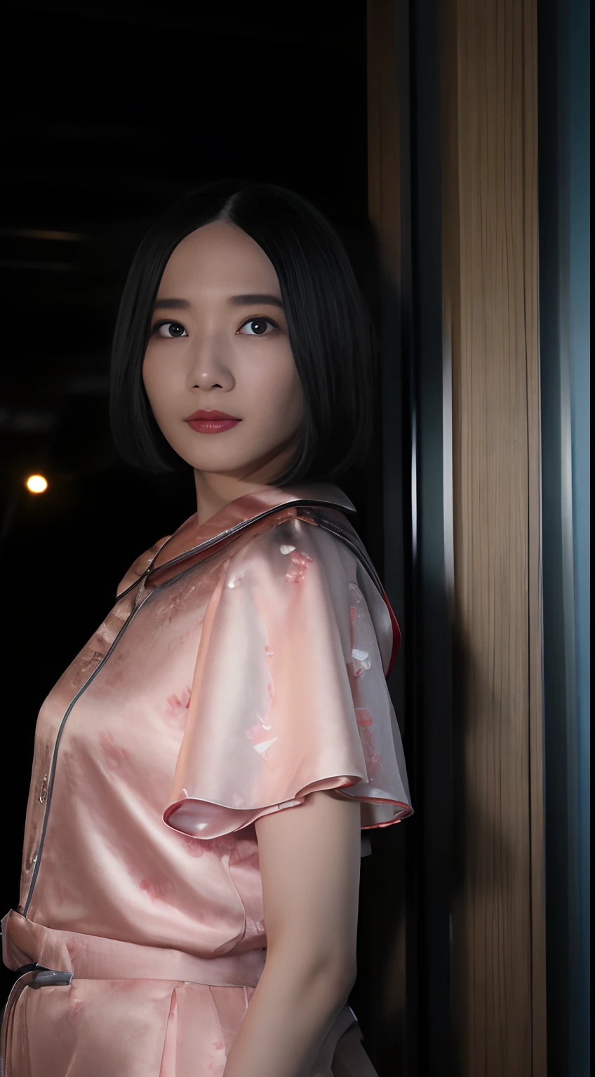 (side lights、Photorealsitic、Beautiful Eyes of Details:1.2)、portlate、realisitic、3D顔、shinny skin、(masterpiece、top-quality、beautiful quality、View Camera Lens、8K:1.4)、women's pictures、独奏、Hotel Rooms、sofa、1girl in、Ayano Omoto、fullnude、sexy pose、nightwear