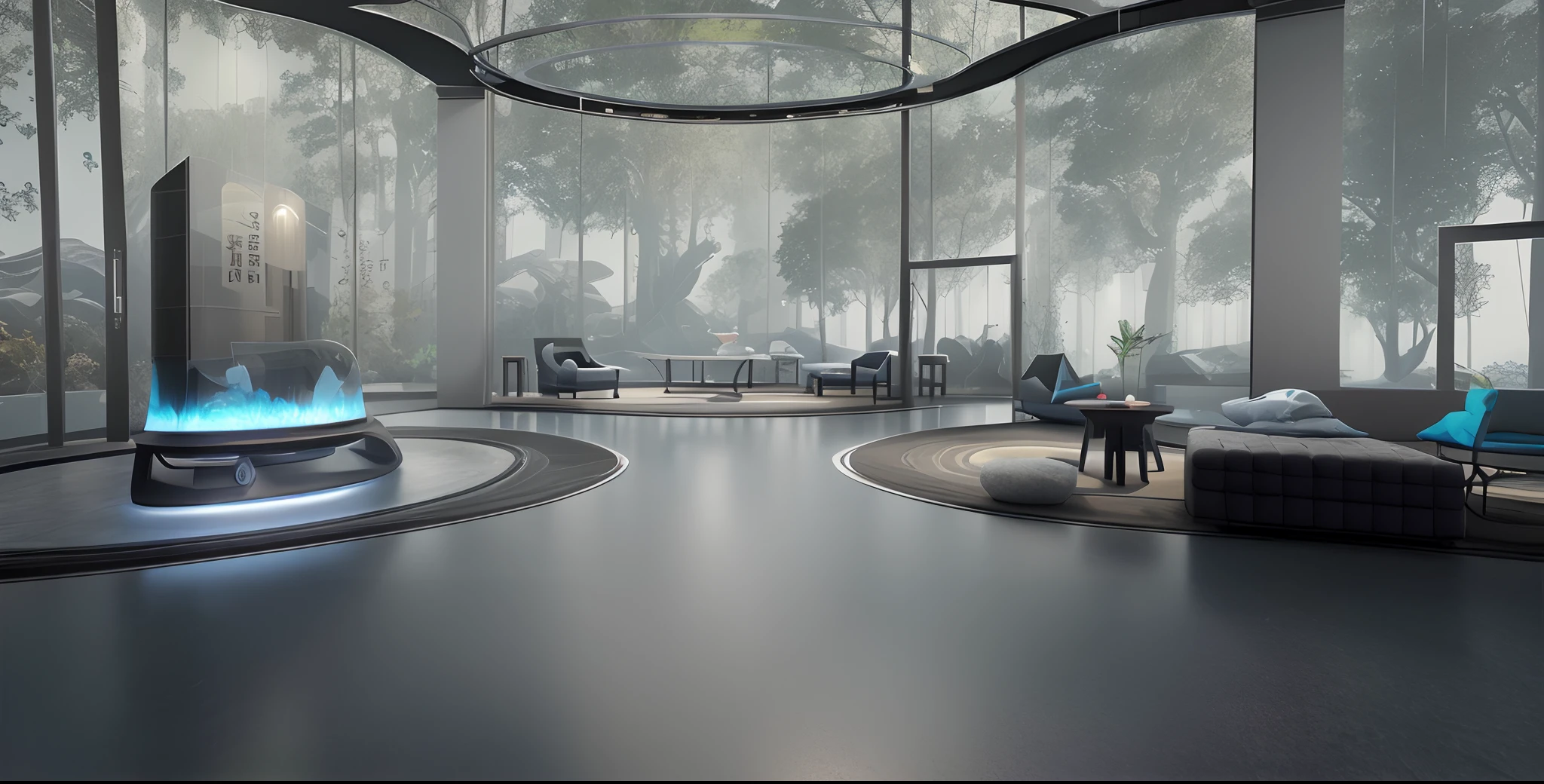 There was a room，There are three booths with large displays, Classicist environment, New Chinese style exhibition hall, enscape render, New Chinese style exhibition hall,  perspective 3 d octane render, futuristic environment, rendered in unreal 5, Surrealist new China set design, rendered in enscape, futuristic and ethereal, atmospheric render, New Chinese interior